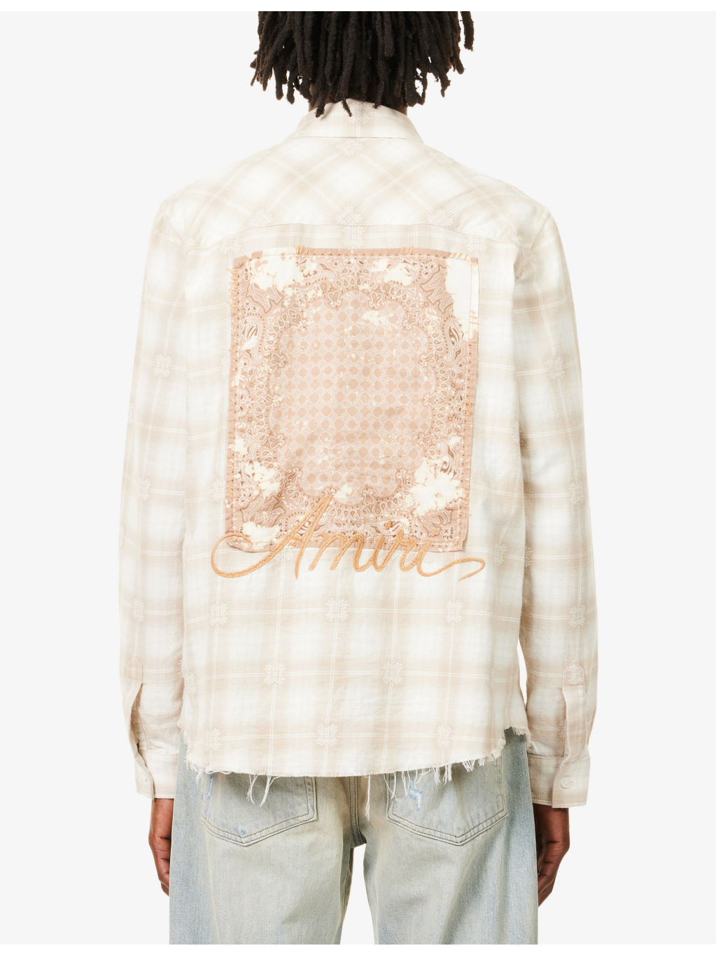 Checked Bandana-Patch Cotton Shirt - 4