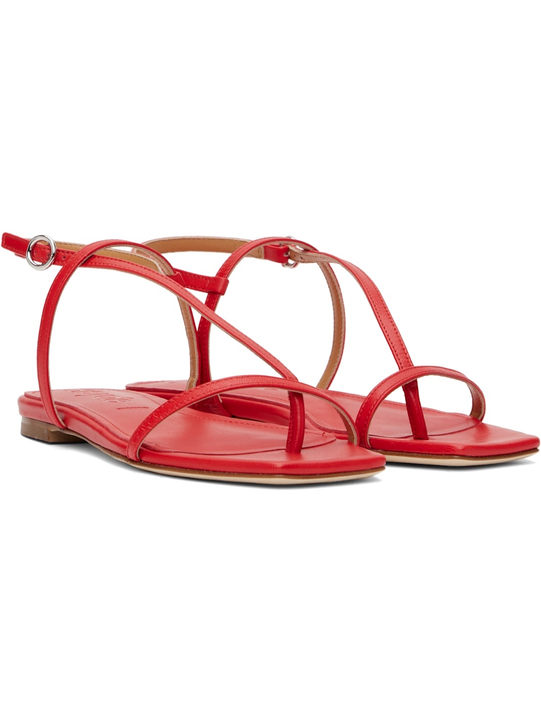 Red Ella Leather Toe-Post Sandals - 4