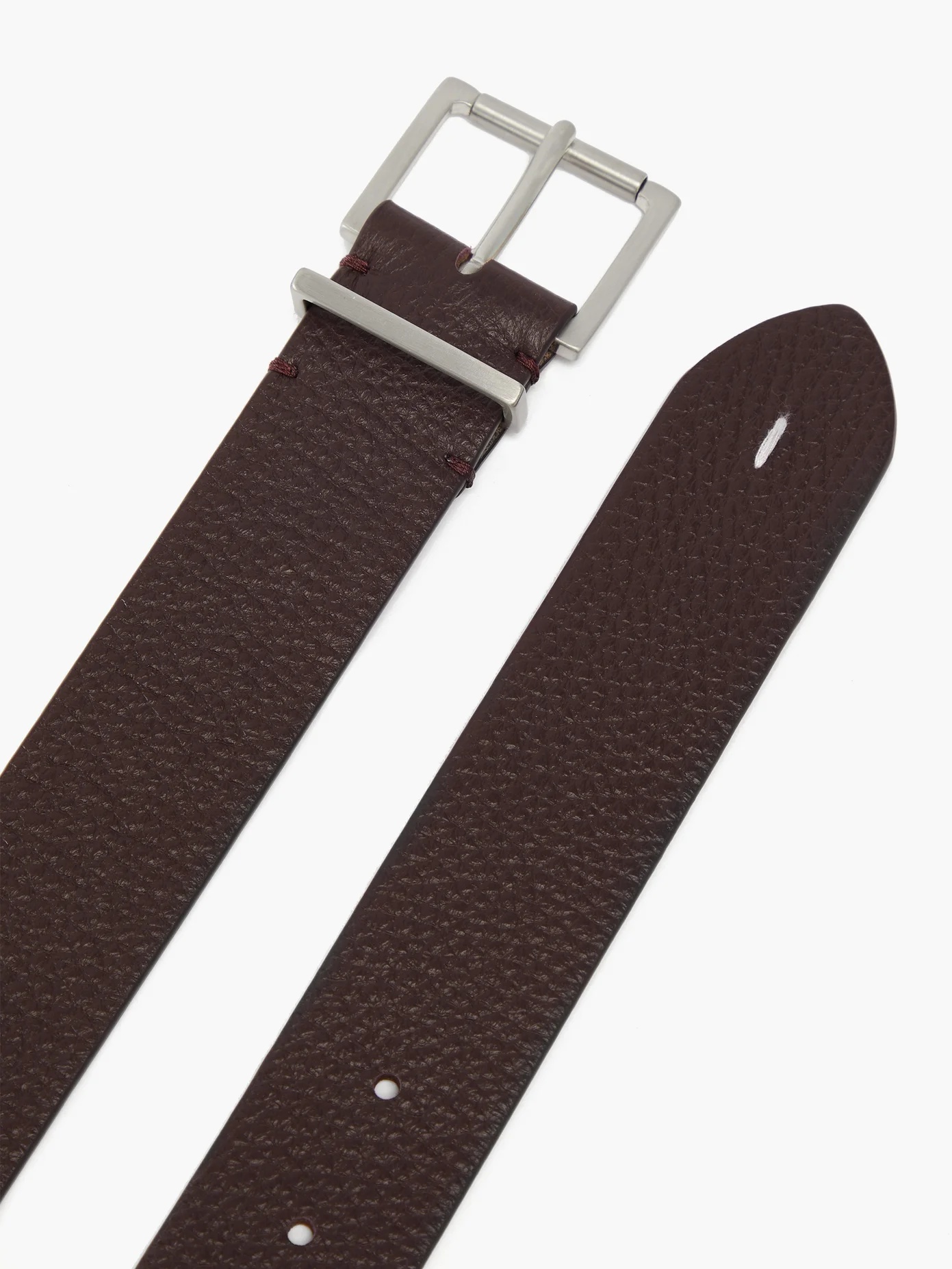 Square-buckle grained-leather belt - 3