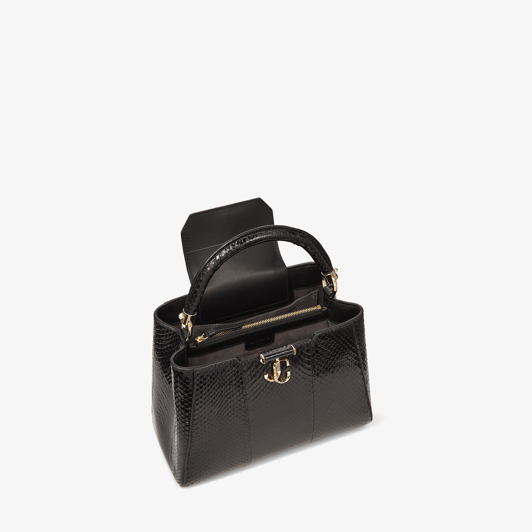 Varenne Top Handle M
Black Elaphe Top Handle Bag with Light Gold JC Emblem - 4