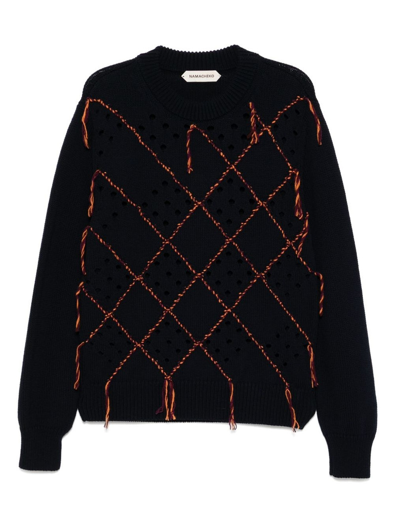 intarsia quilt crew-neck jumper 1