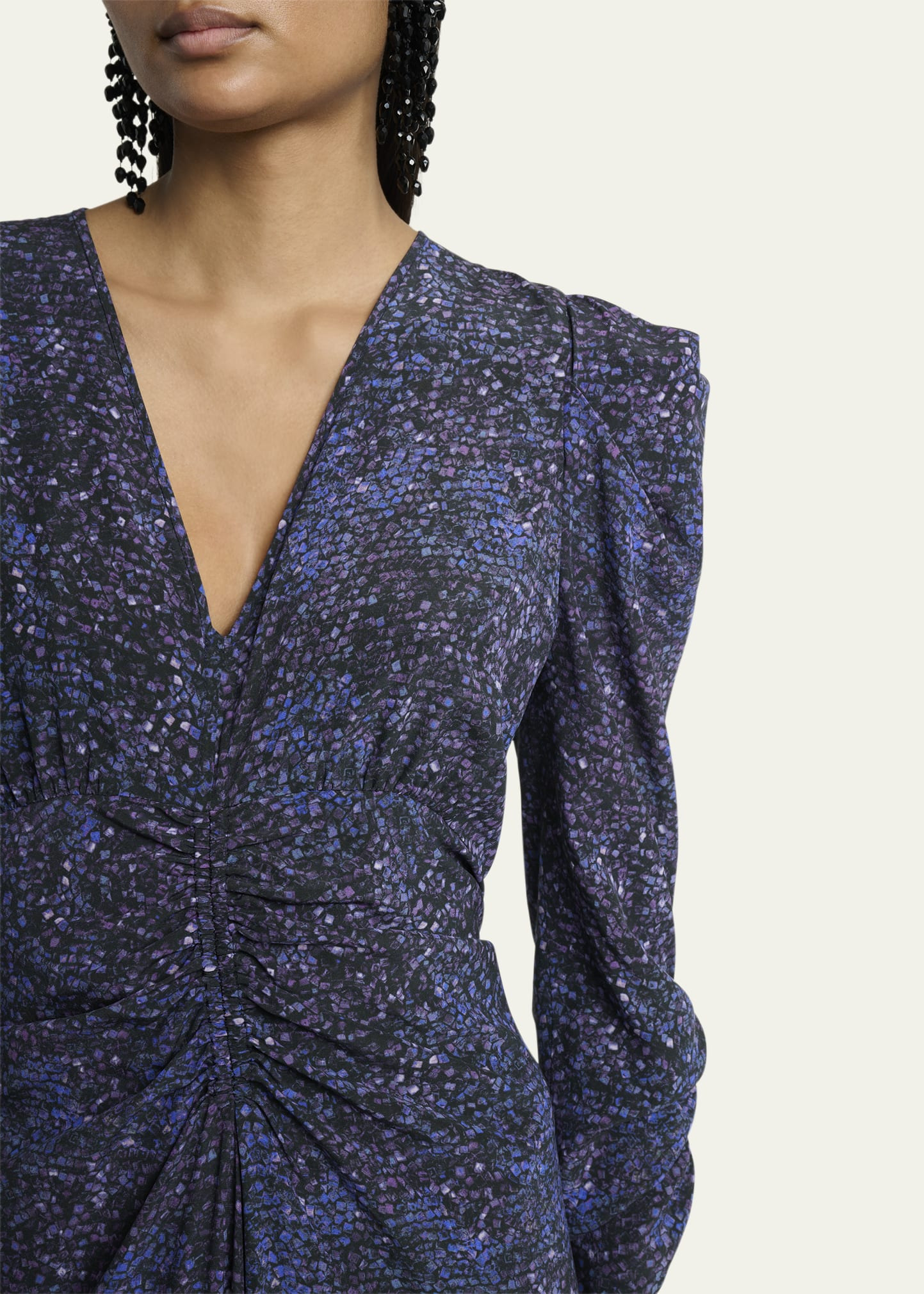 Albini Mosaic Ruched Stretch Silk Dress - 5