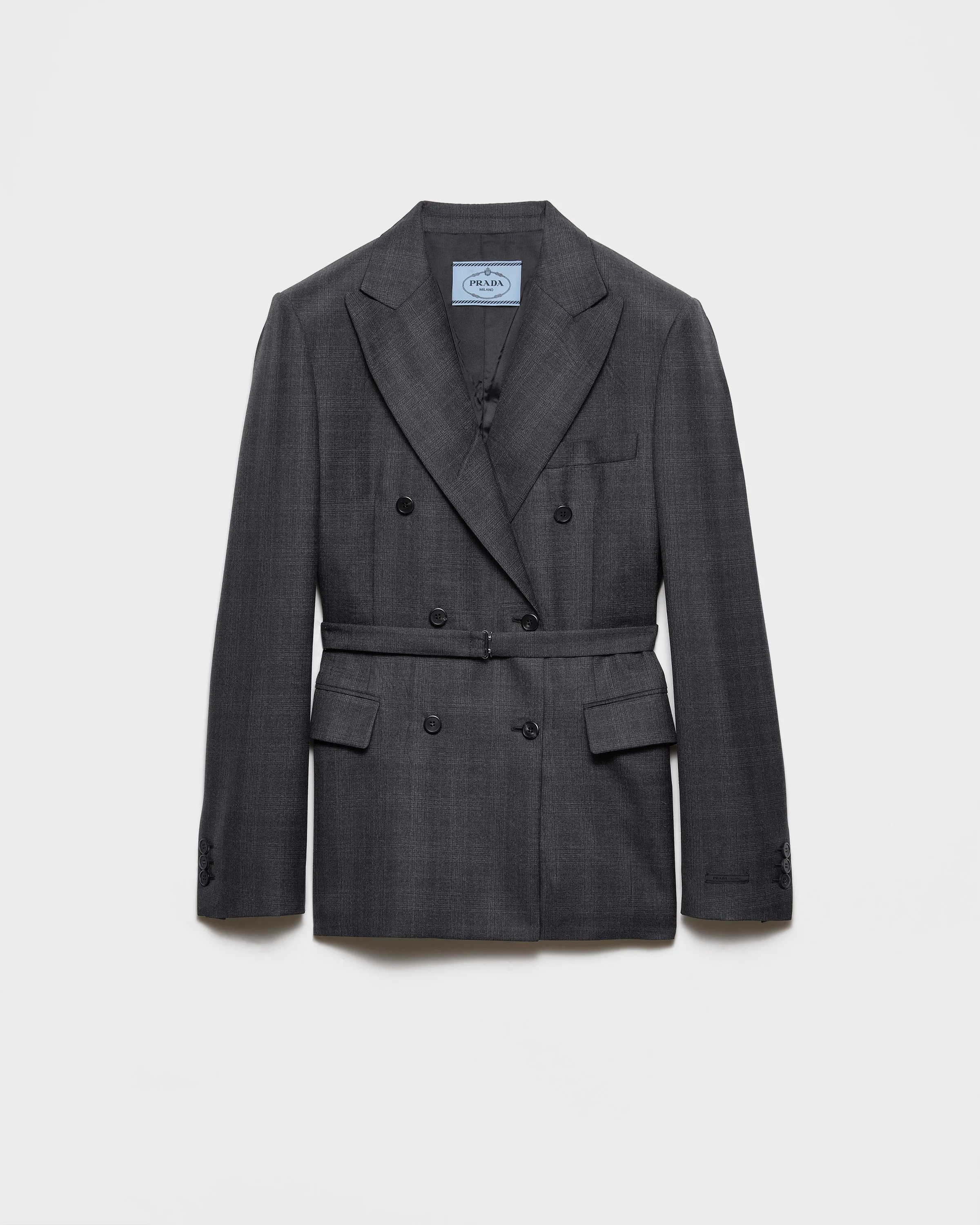 Double-breasted checked wool jacket - 1