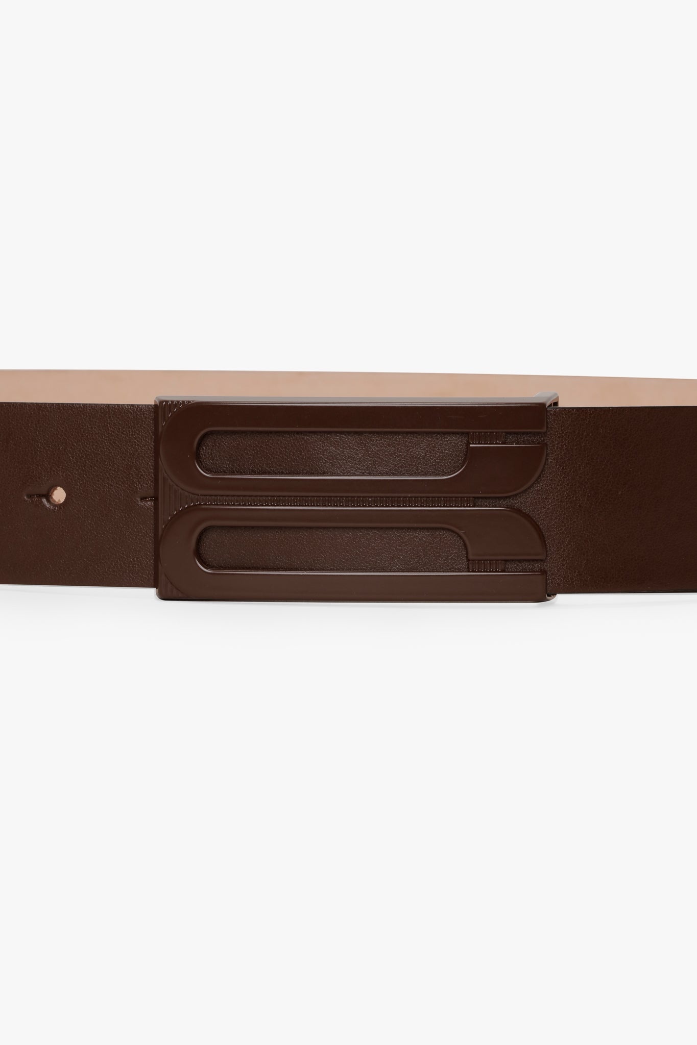 Tonal Jumbo Frame Belt In Dark Brown Smooth Leather - 3