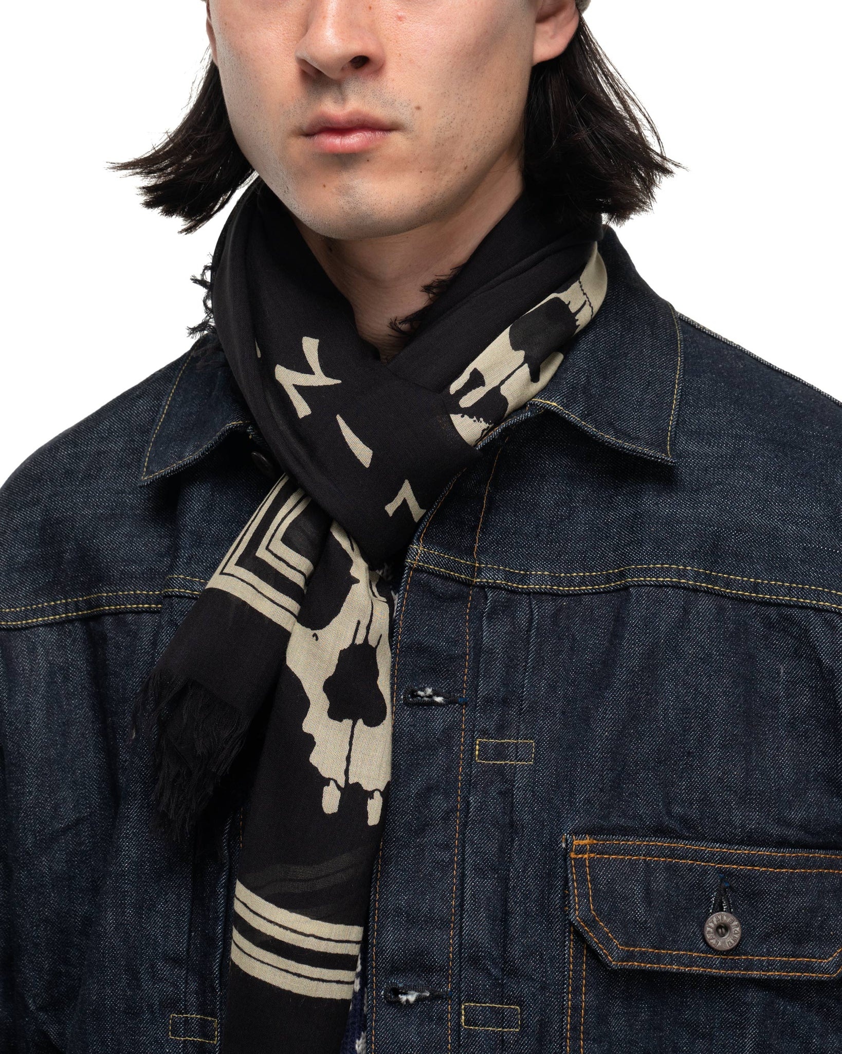 RAYON WABI SABI RAINSKULL STOLE BLACK - 3