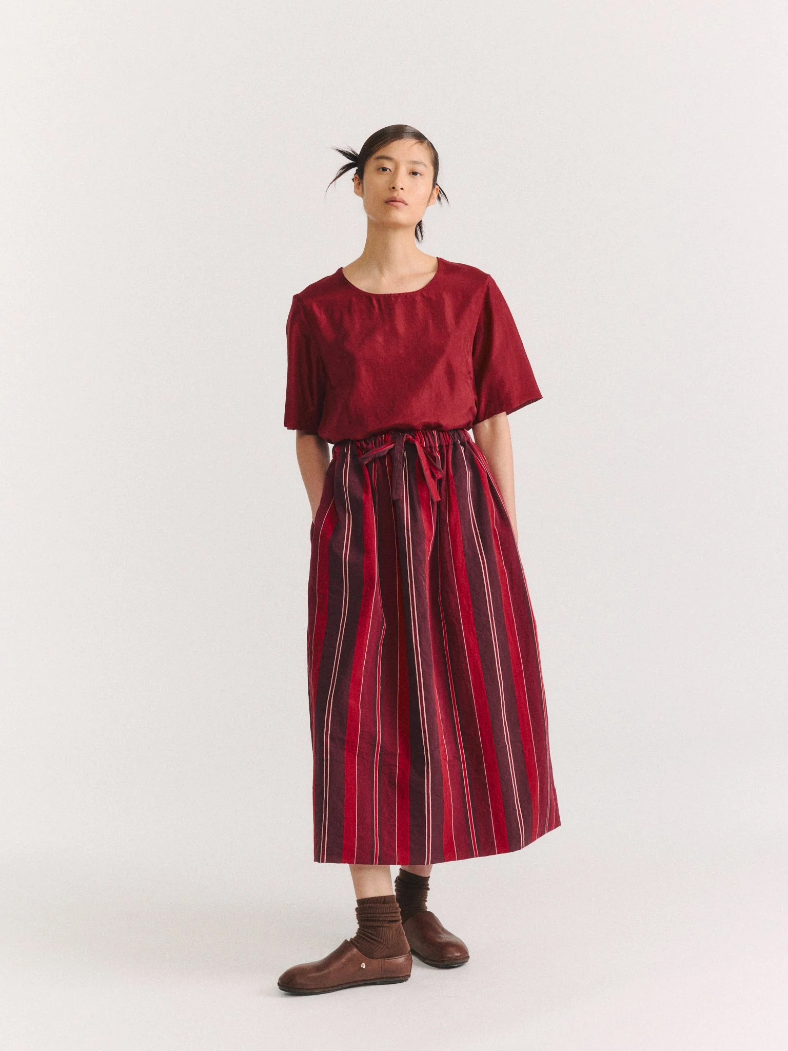 JENNIE SKIRT - PAPER COT STRIPE - REDS STRIPES - 1