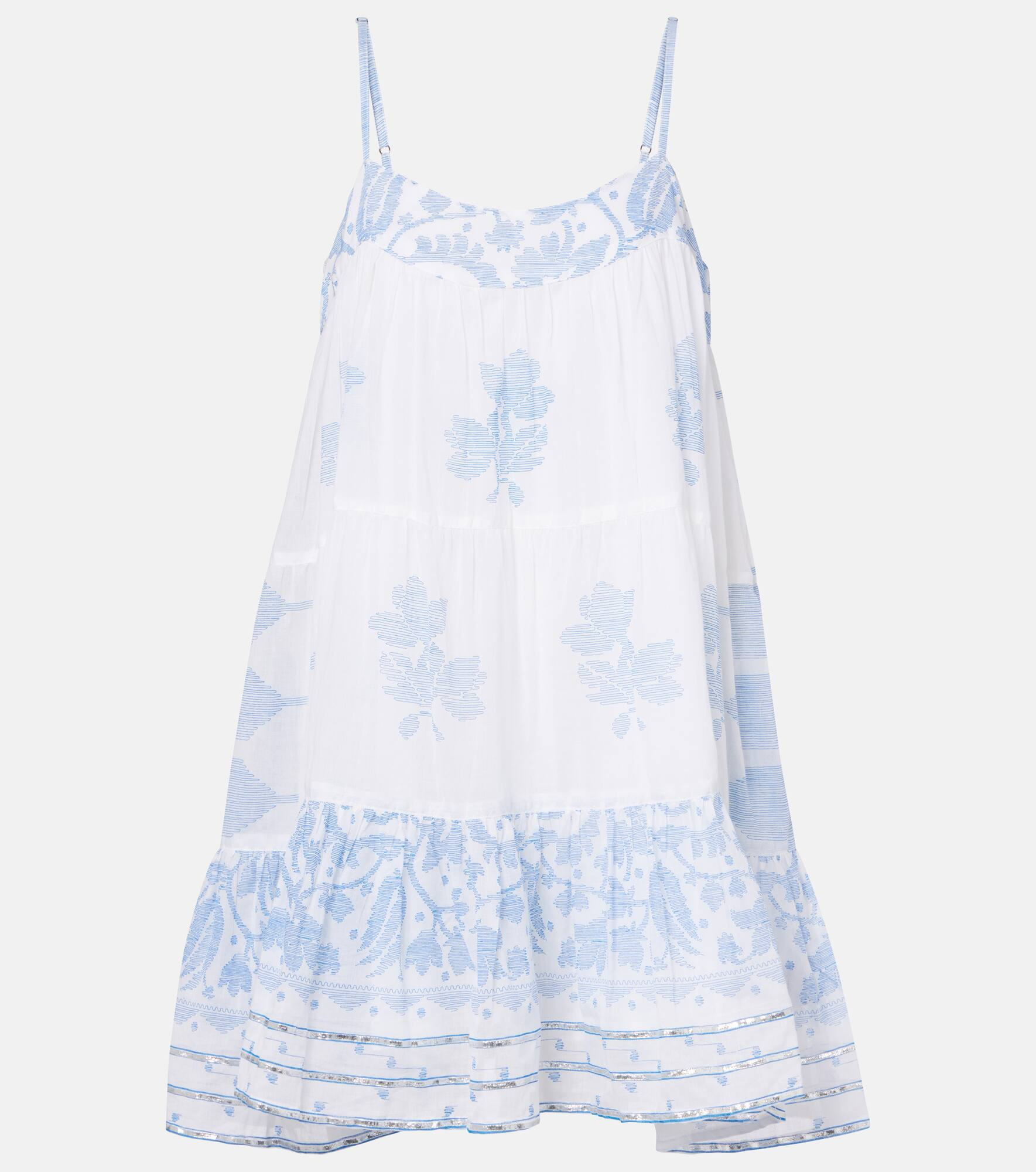 Printed ruched cotton slip dress - 1