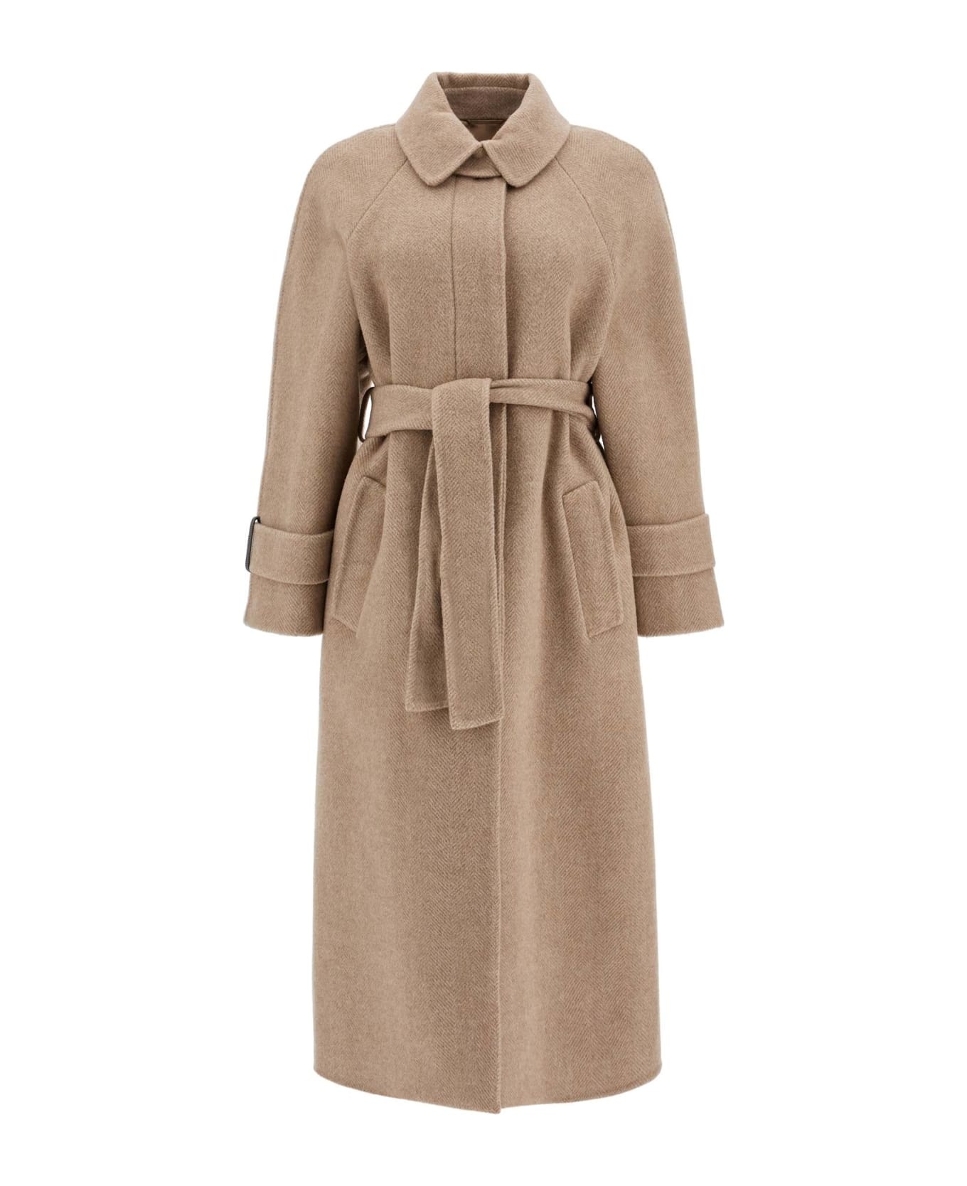 Wool And Cashmere Coat With Belt. - 1