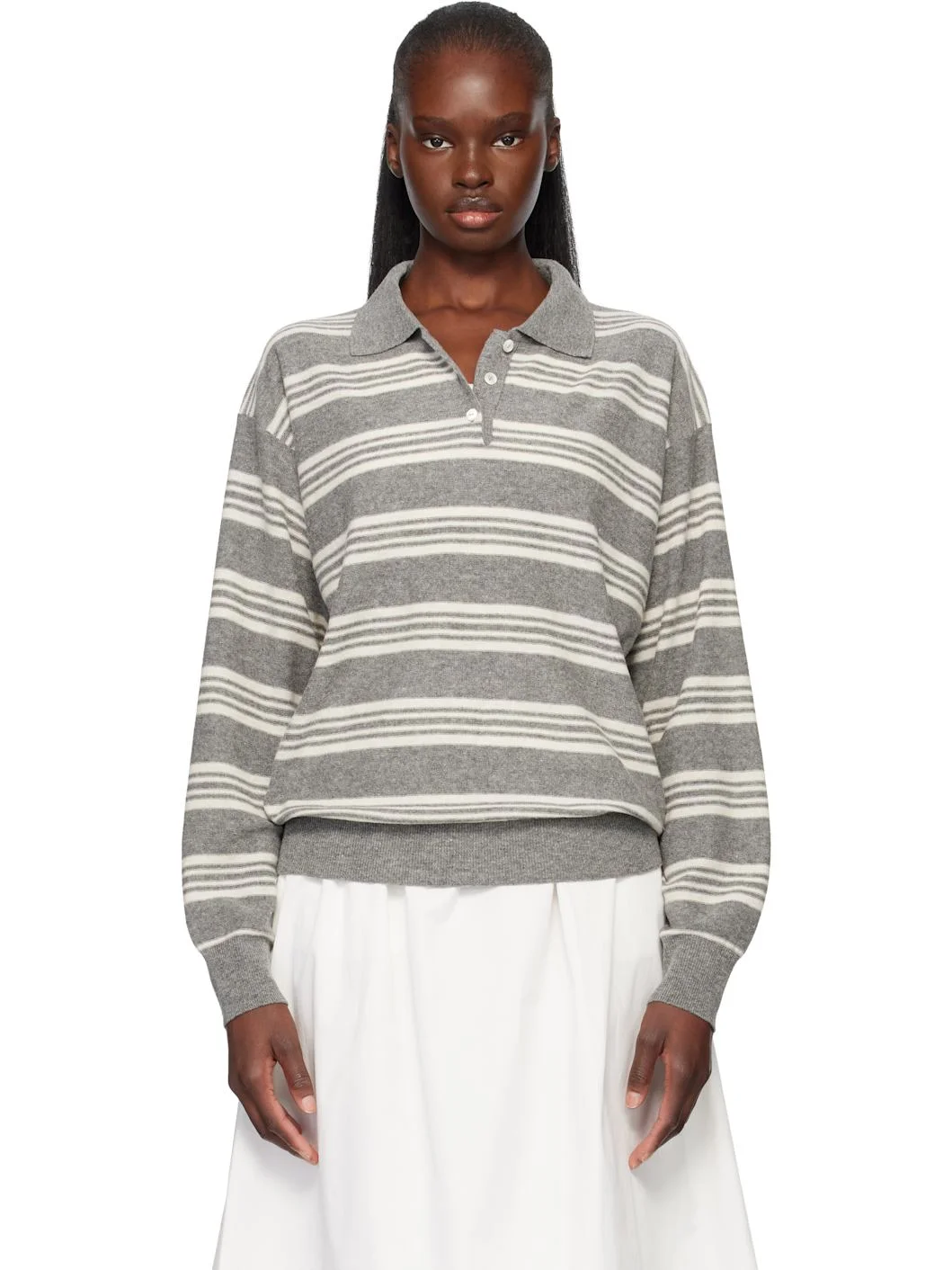 Gray Kevin Stripe Pullover Polo - 1