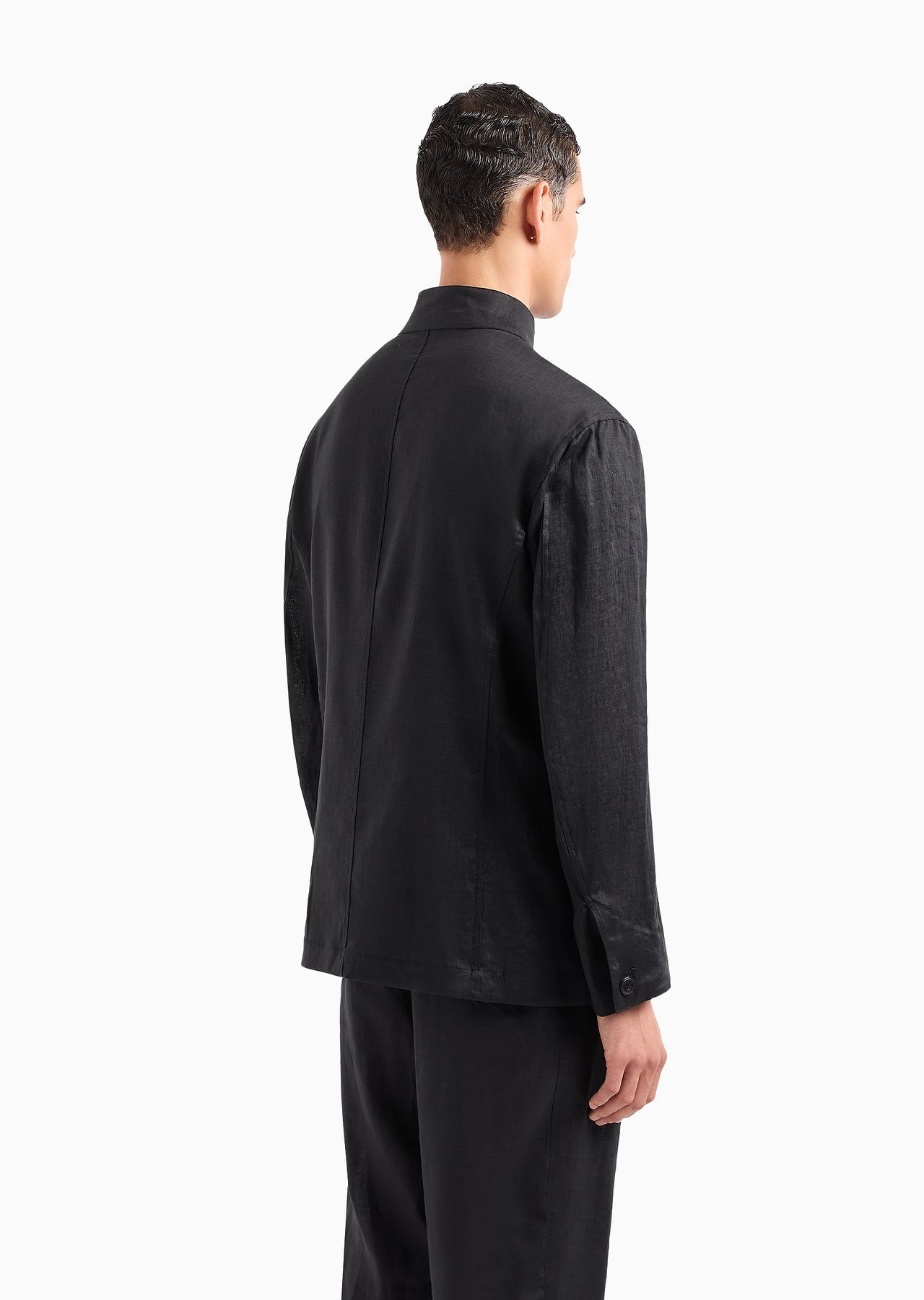 Single-breasted, linen canvas jacket - 3