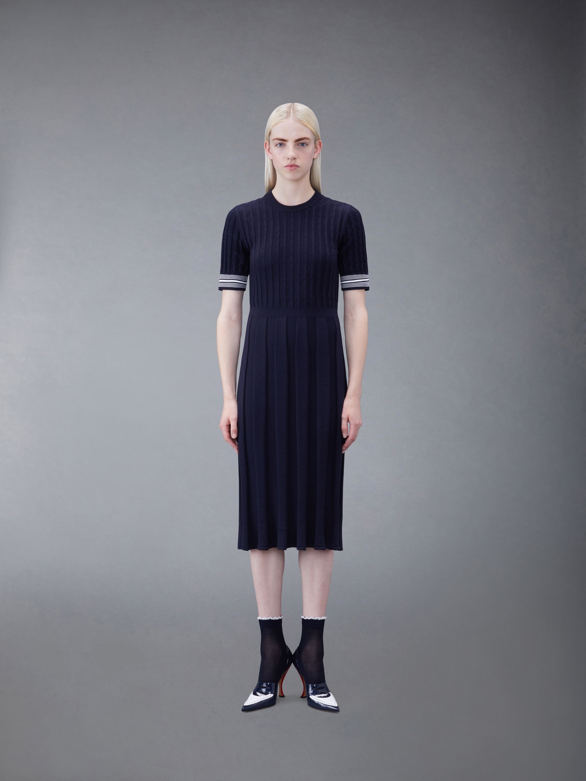 cable-knit cotton midi dress - 1