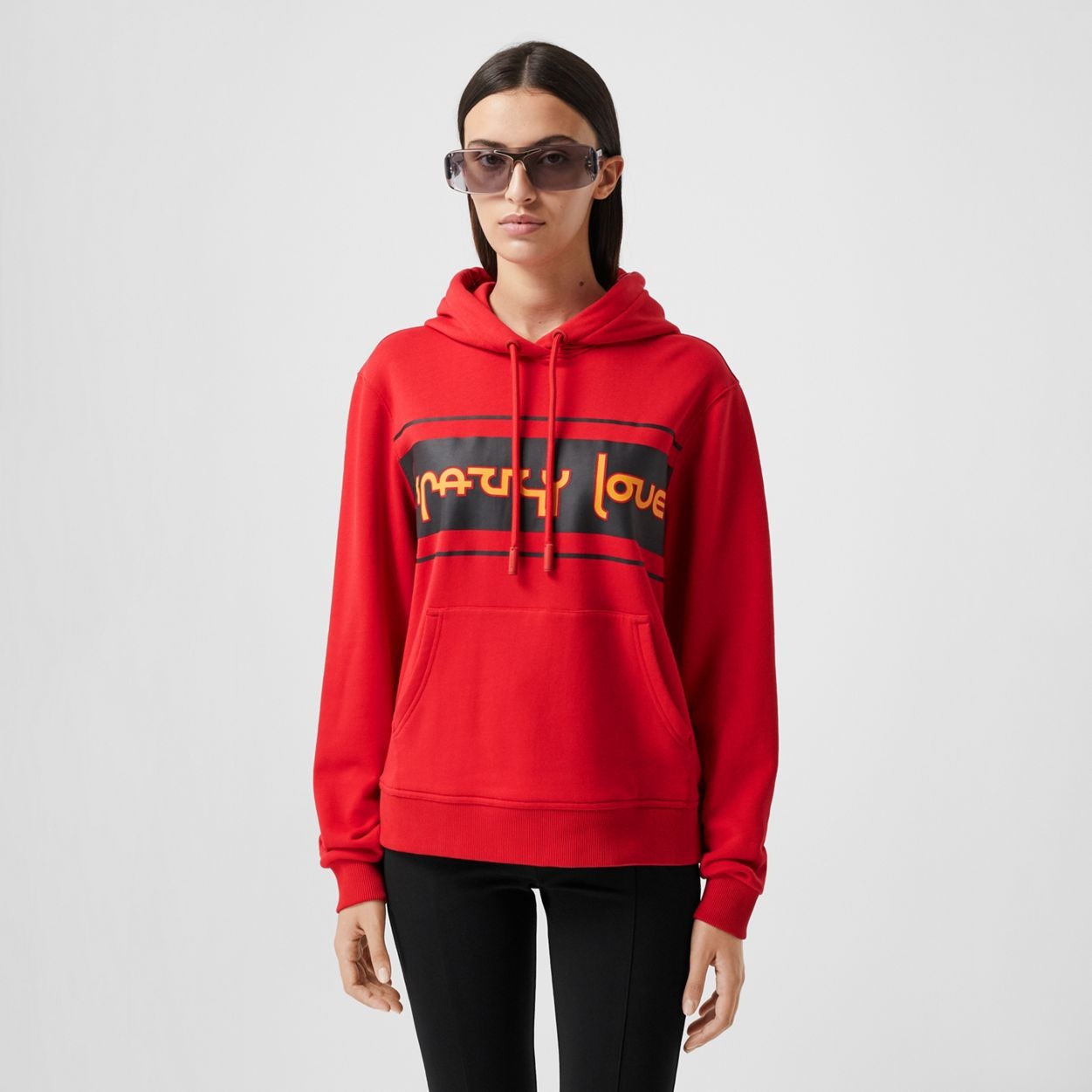 Slogan Print Cotton Oversized Hoodie - 6