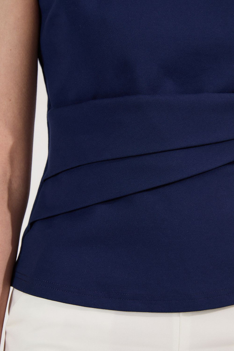 Ponte Ruched Waist Detail Round Neck Top 3