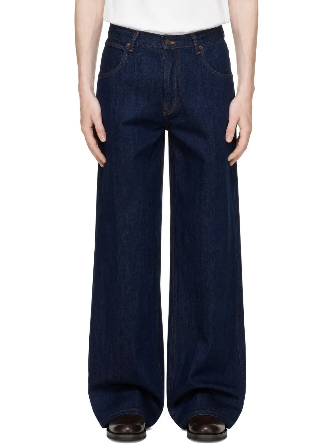 Navy Flared-Leg Denim Jeans - 1