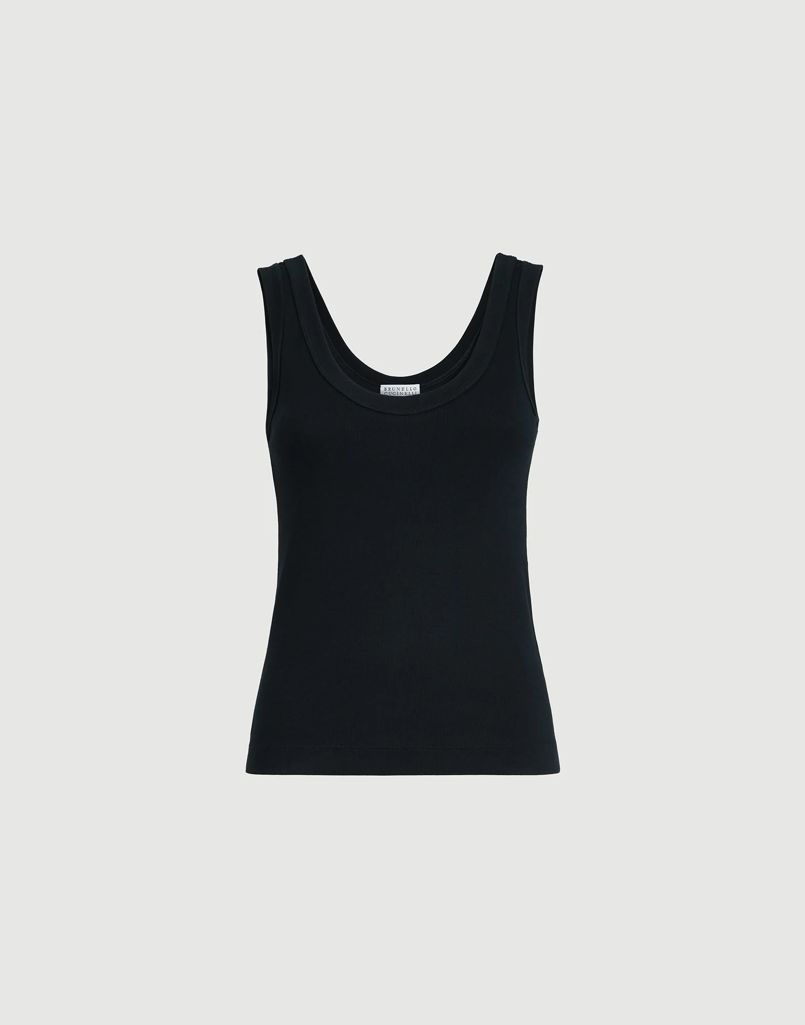 Stretch cotton ribbed jersey top with monili - 1