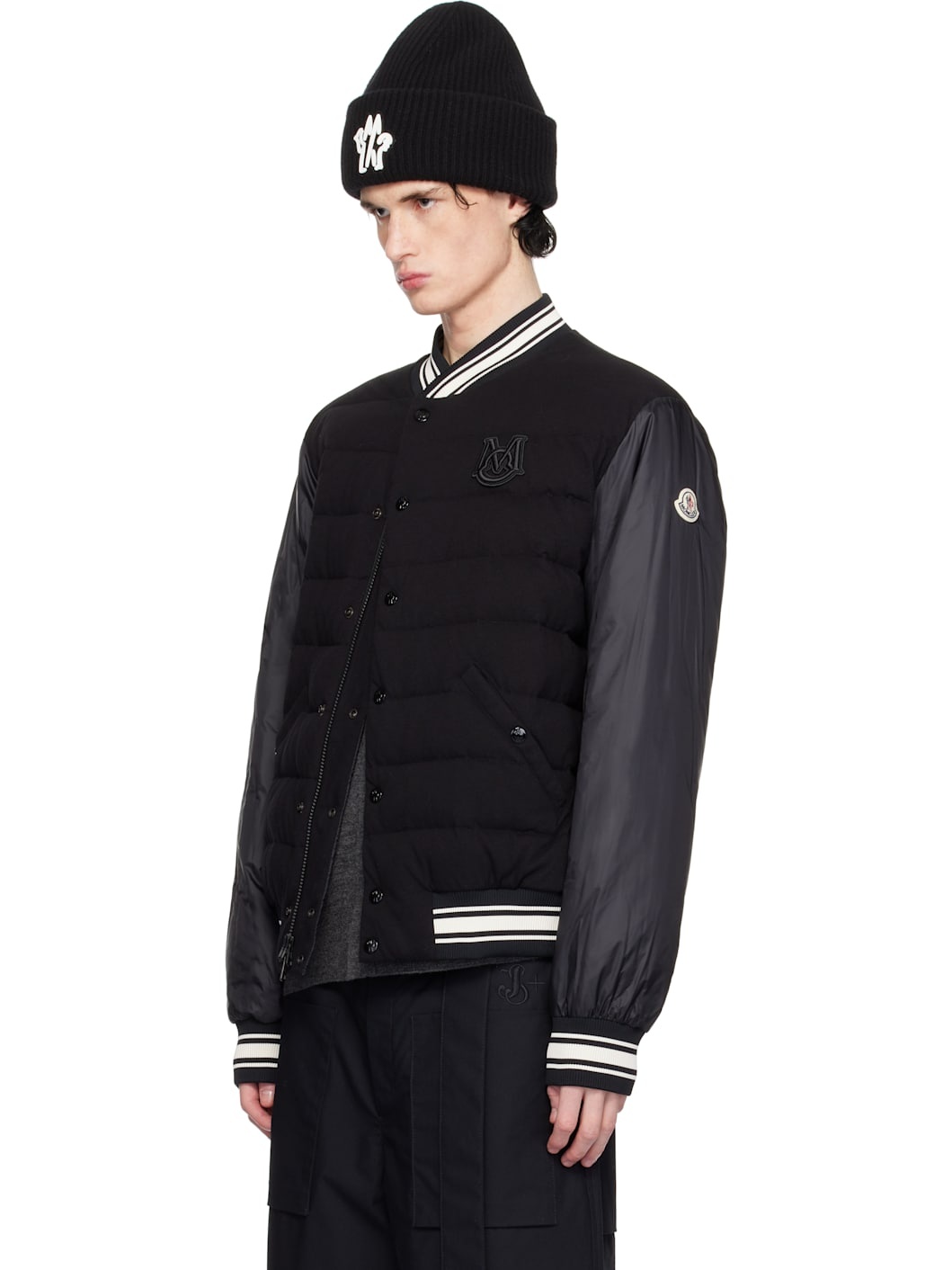 Black Bouchet Reversible Down Bomber Jacket - 5
