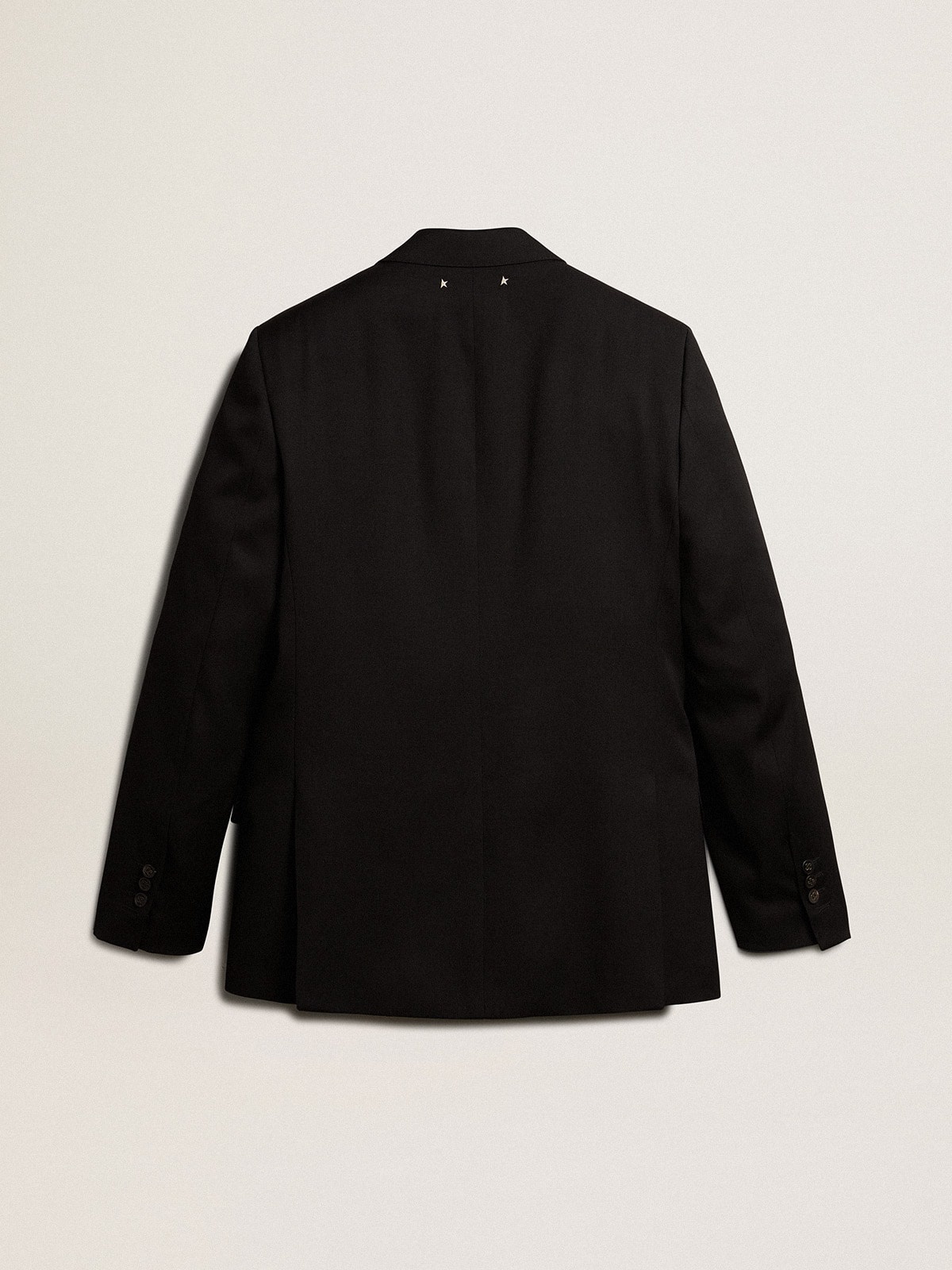 Men’s black double-breasted blazer with button fastening - 6