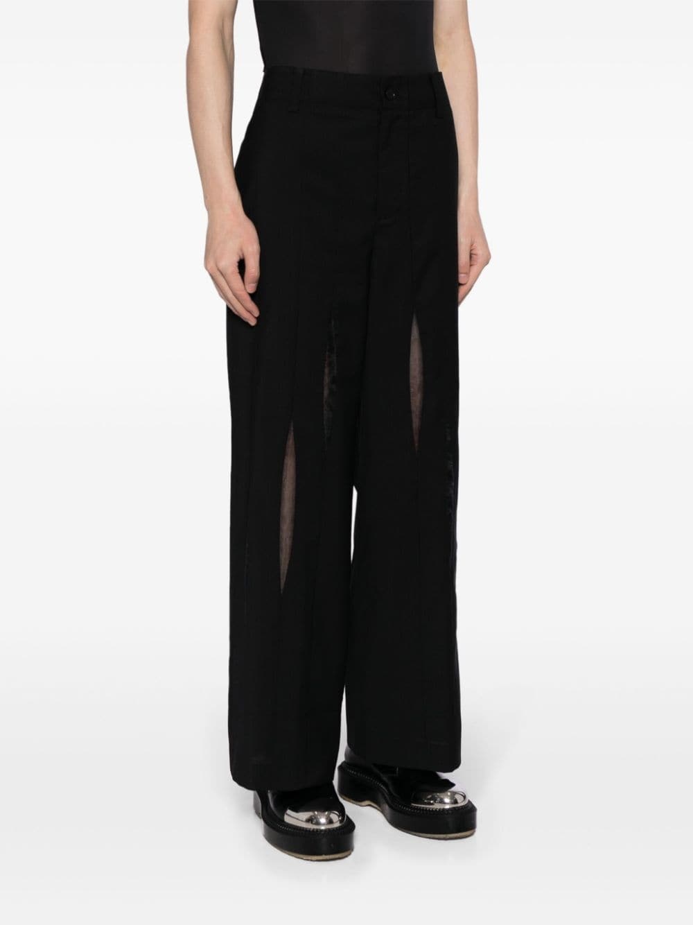 cut-out wide-leg trousers - 3