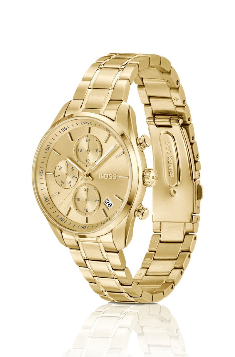 BOSS GOLD-TONE MULTIFUNCTION WATCH WITH CURVED CASE outlook