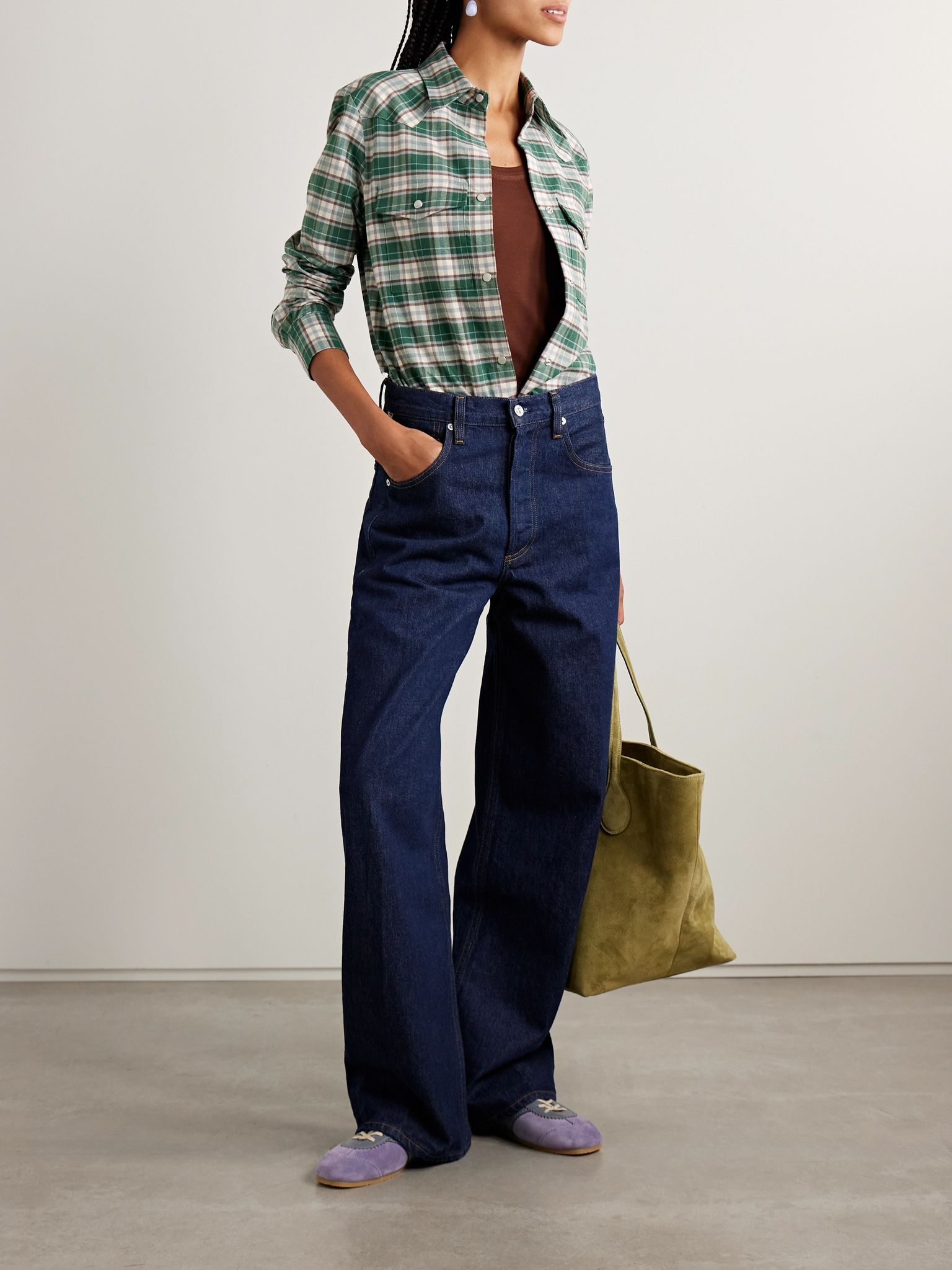 New Carter checked cotton-flannel shirt Green - 2