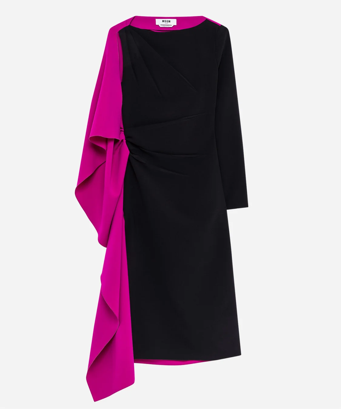 Cady color-block dress with side drape - 1