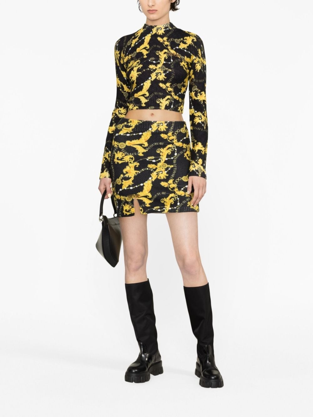 Chain Couture-print cropped jumper - 2