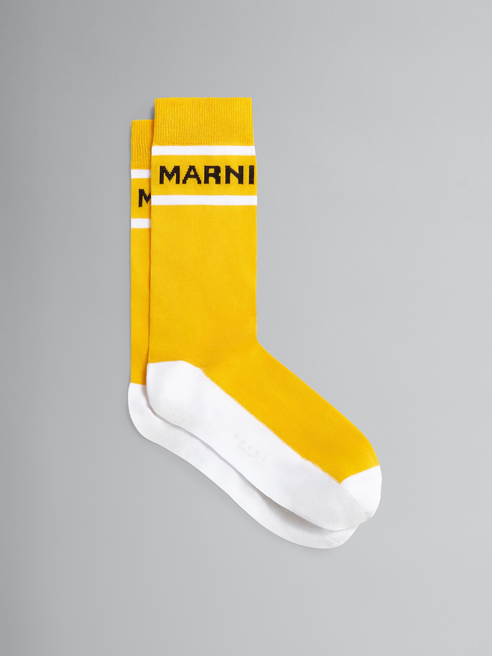 YELLOW COTTON AND NYLON LOGO SOCK - 1