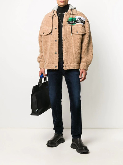 Diesel button-up faux shearling jacket outlook