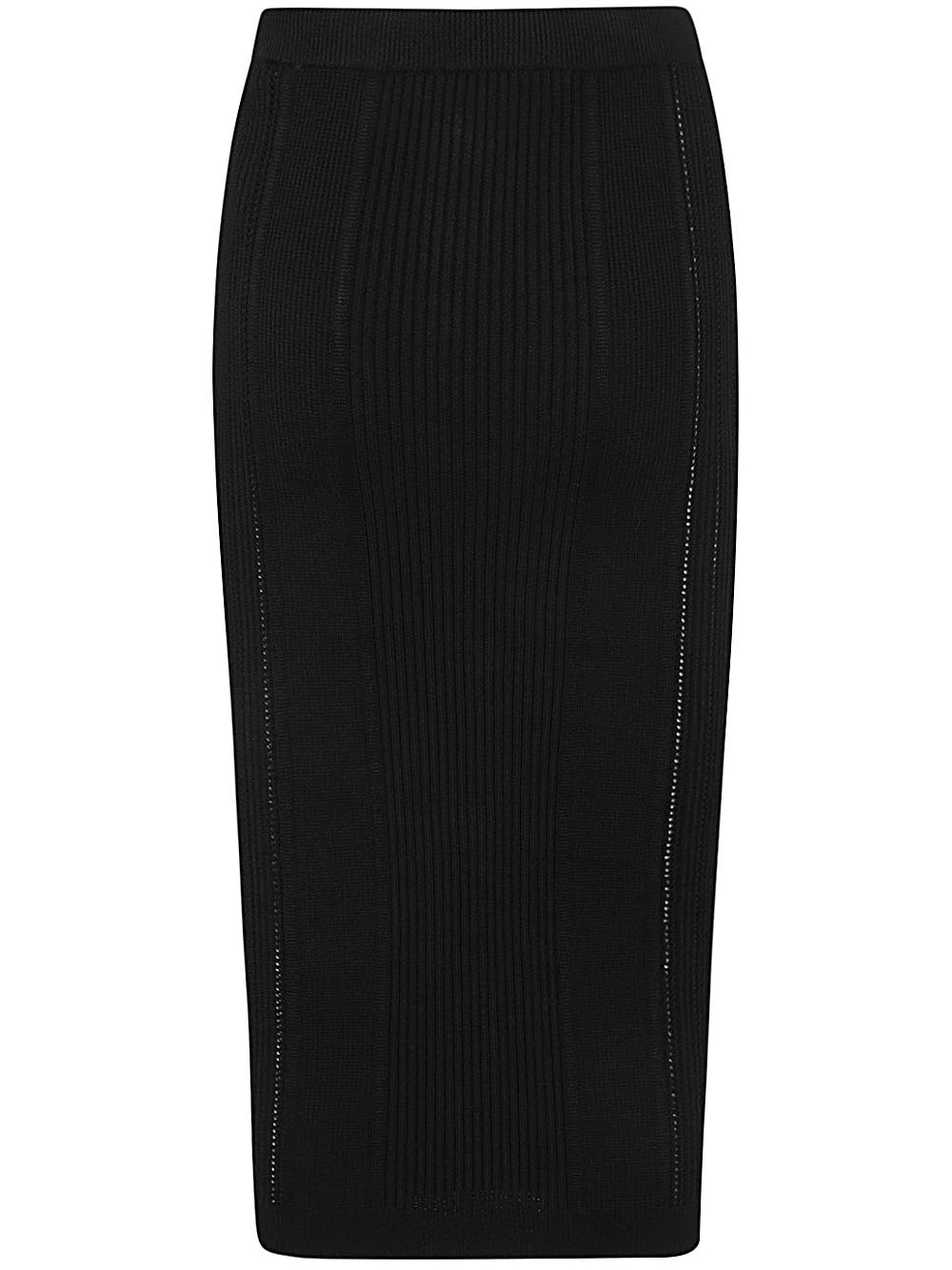Balmain Women High Waist Five Button See Through Knit Midi Skirt - 2
