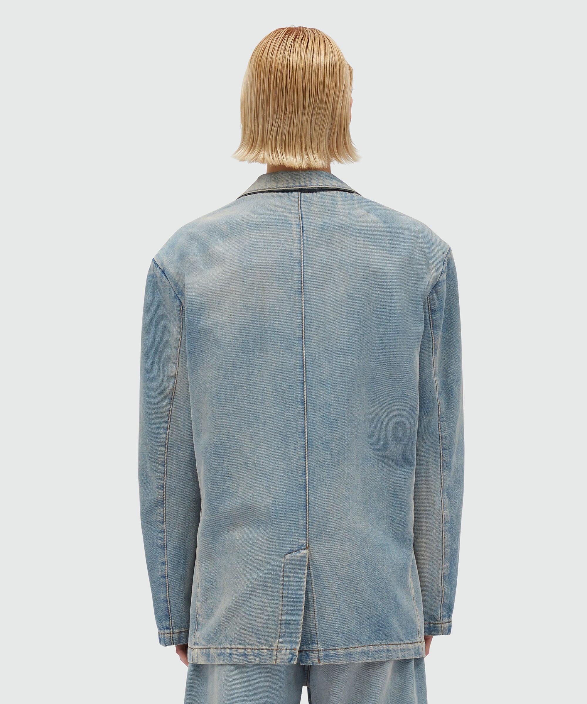 Faded denim jacket with shoulder pads - 3
