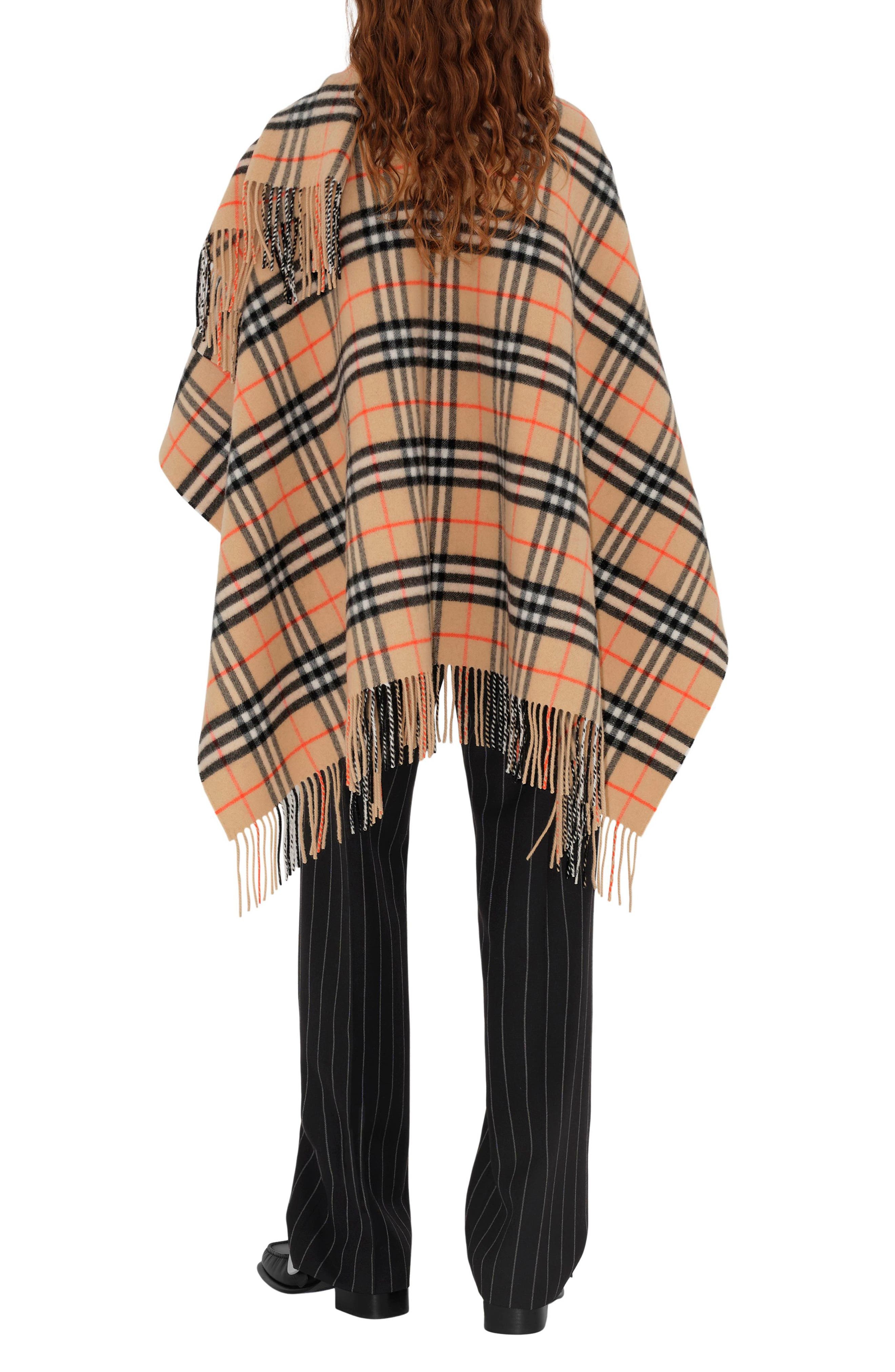 burberry Check Wool & Cashmere Cape in Sand at Nordstrom - 3