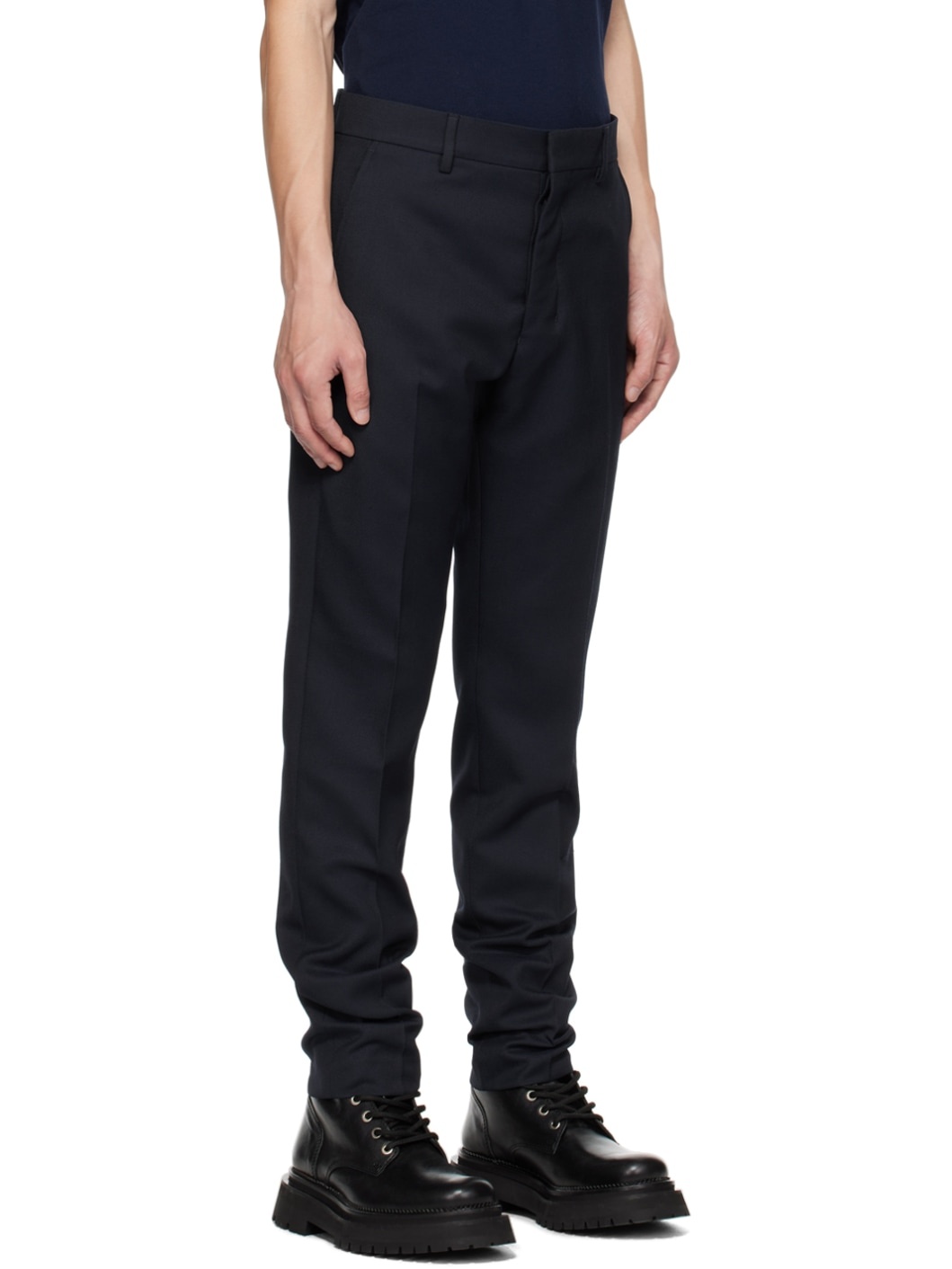 Navy Cigarette Fit Trousers - 2