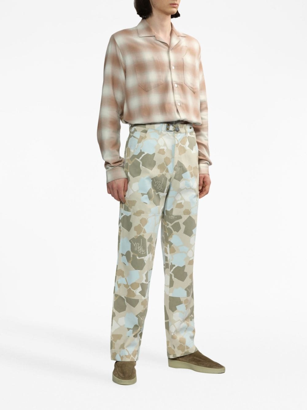 logo-embroidered check-print shirt - 2