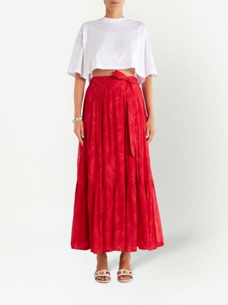 bow-detail ruffled long skirt - 2