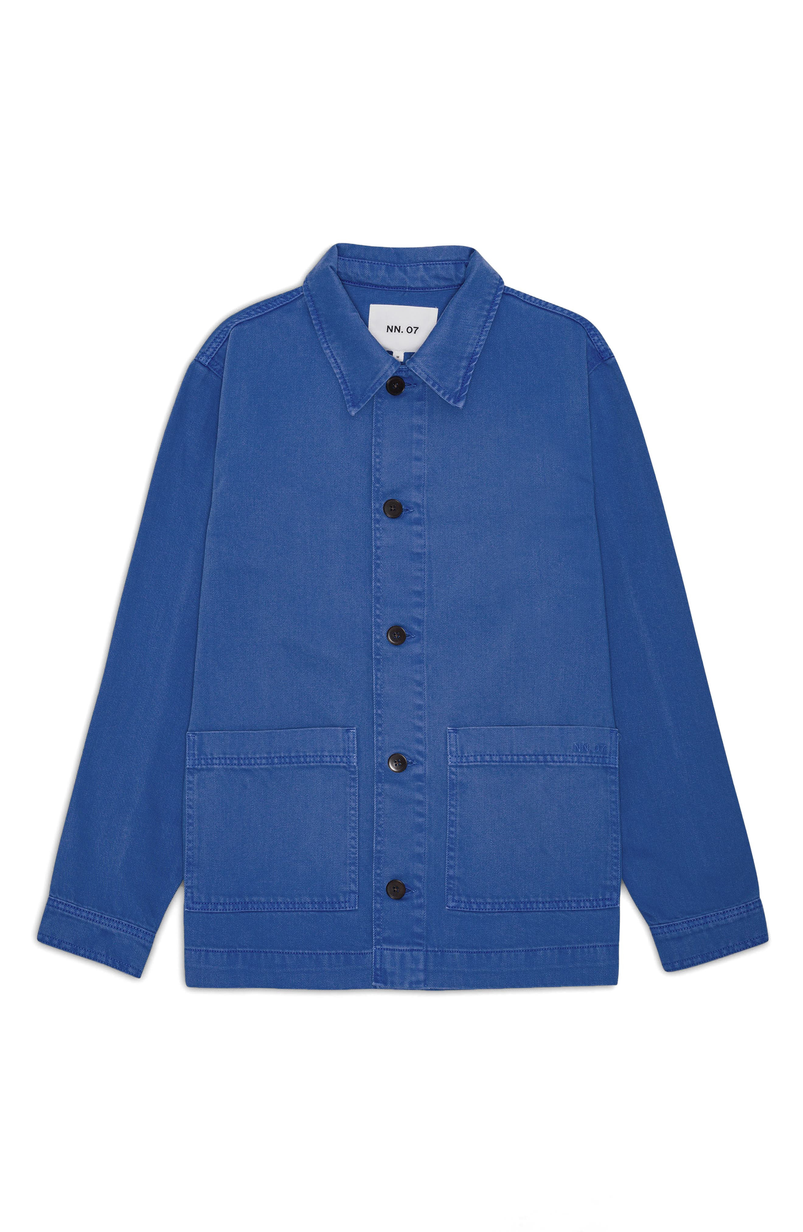 NN07 1874 Ollie Organic Cotton Denim Button-Up Overshirt in Blue Quartz at Nordstrom - 6