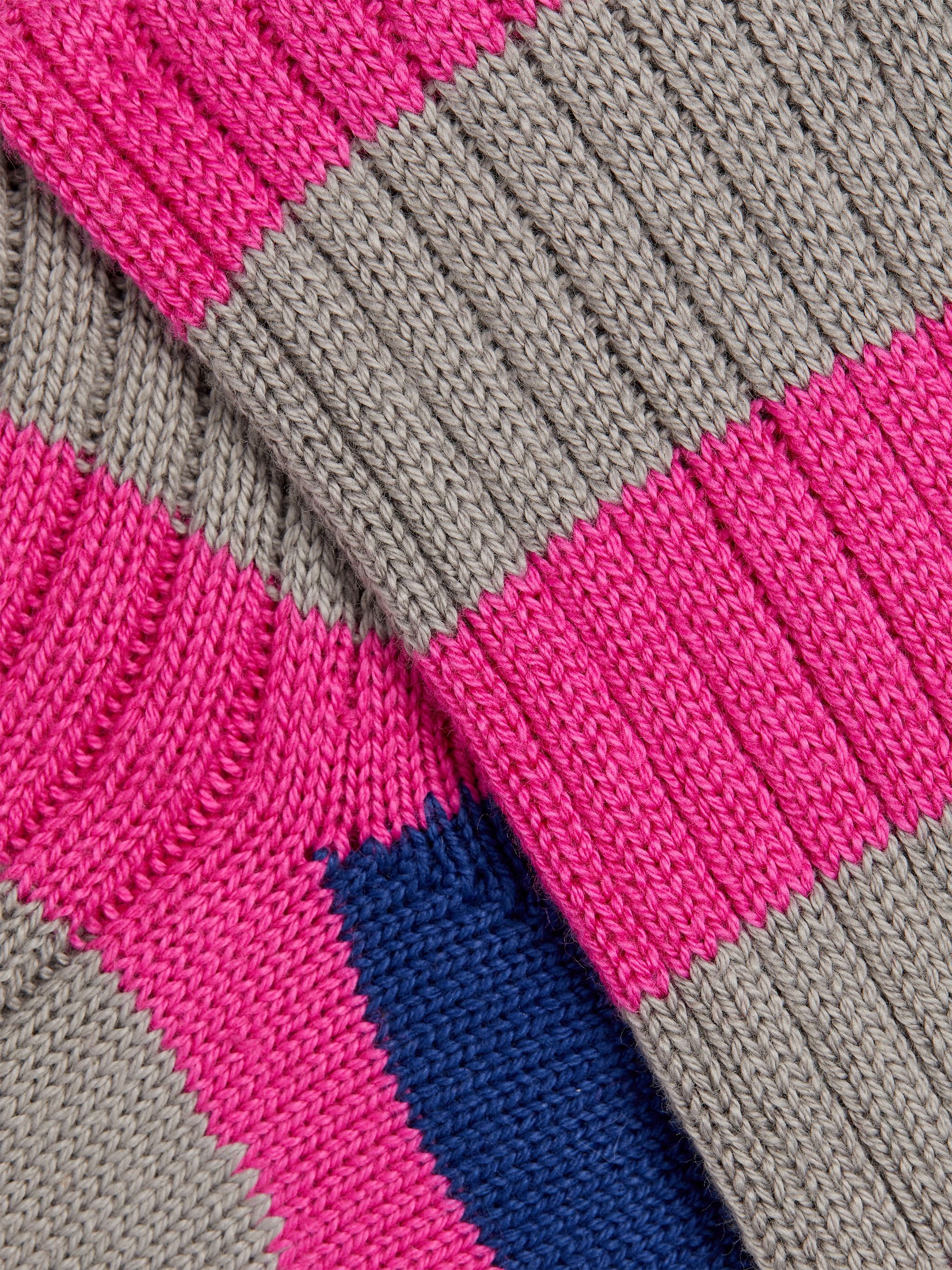 FUSCHIA, GREY AND INK STRIPED COTTON SOCKS - 2