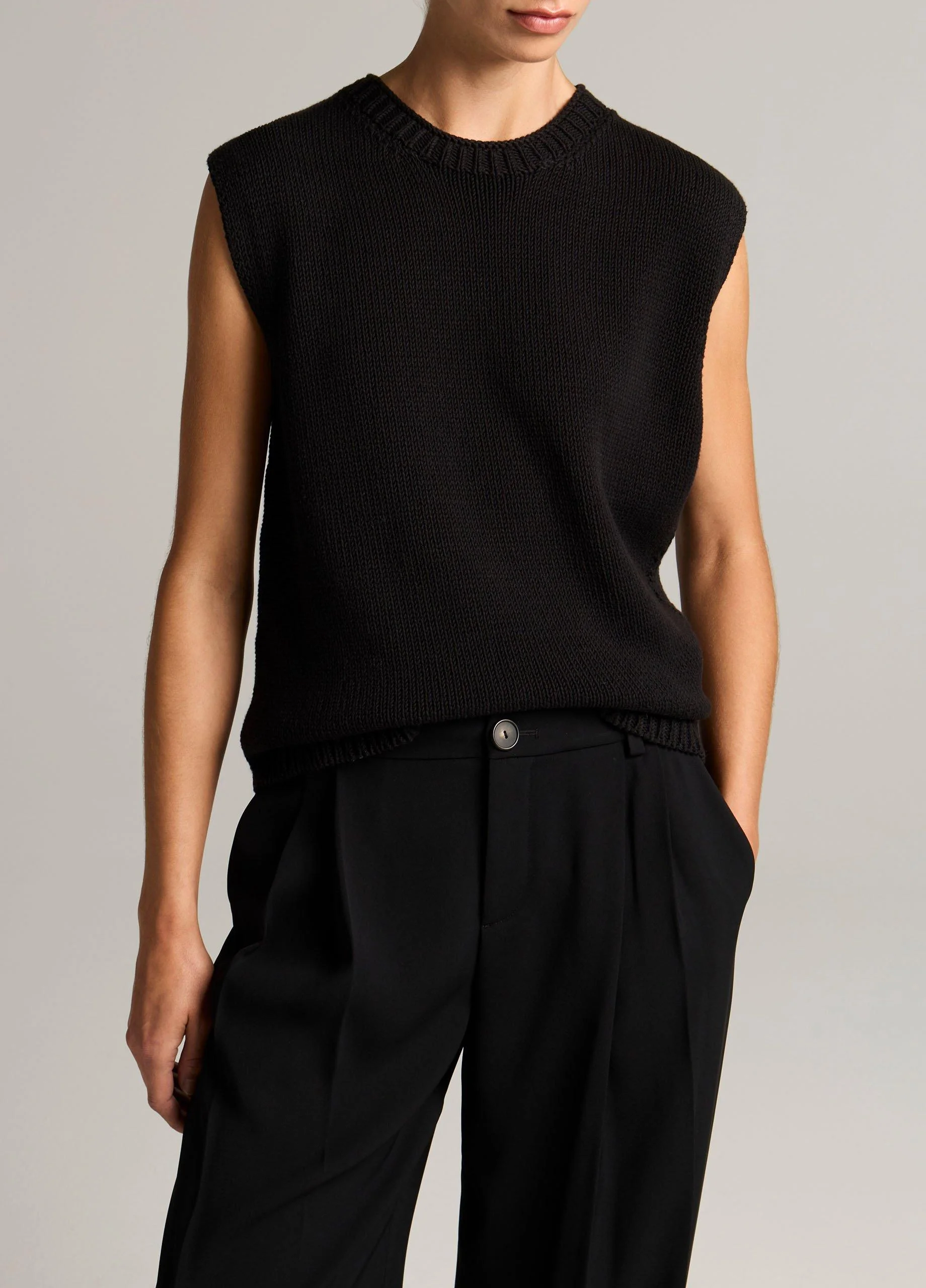 Italian Cotton-Blend Asymmetric Sweater Vest - 1
