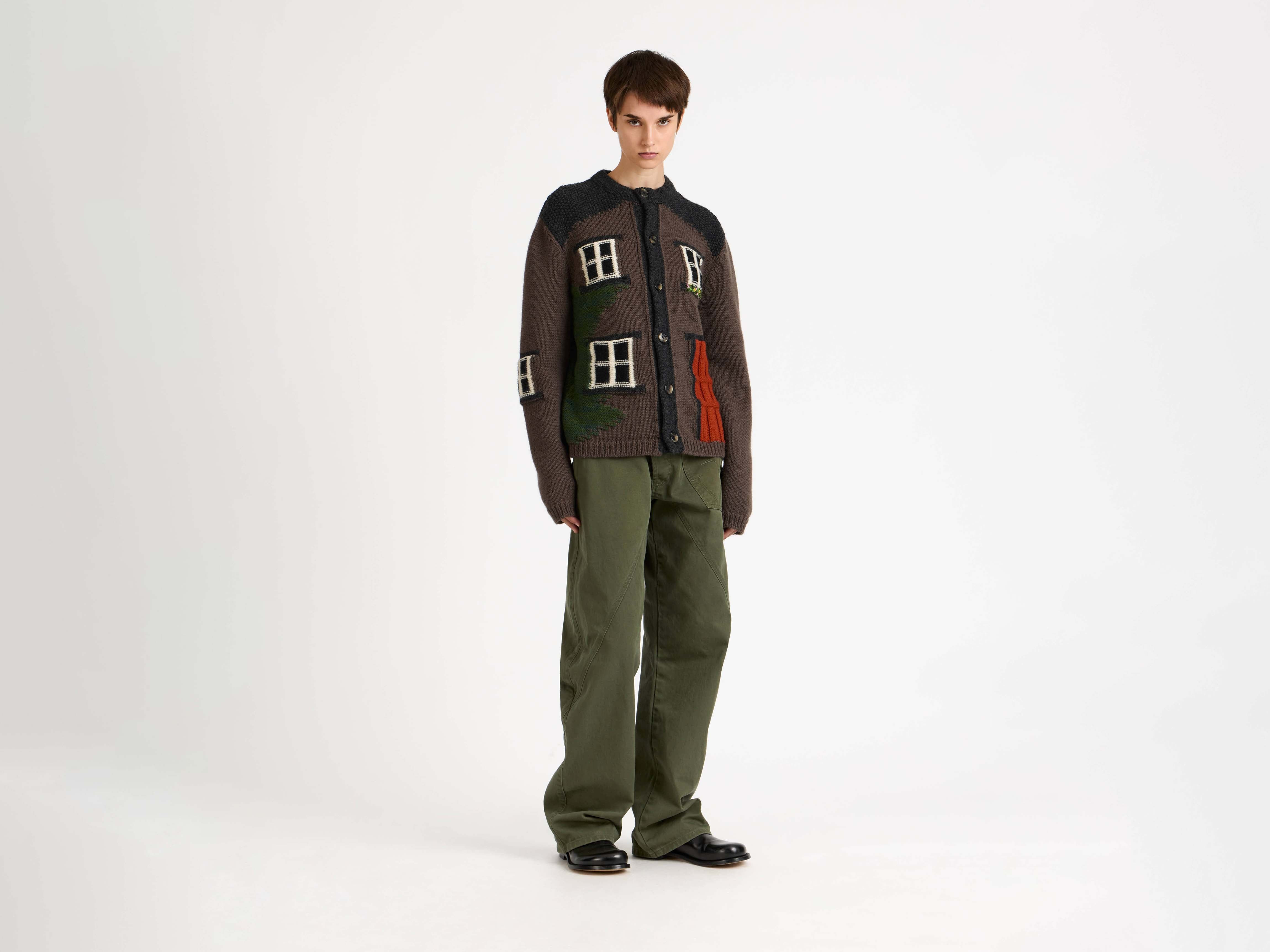 HOUSE POLO CARDIGAN IN CHESTNUT BROWN - 2