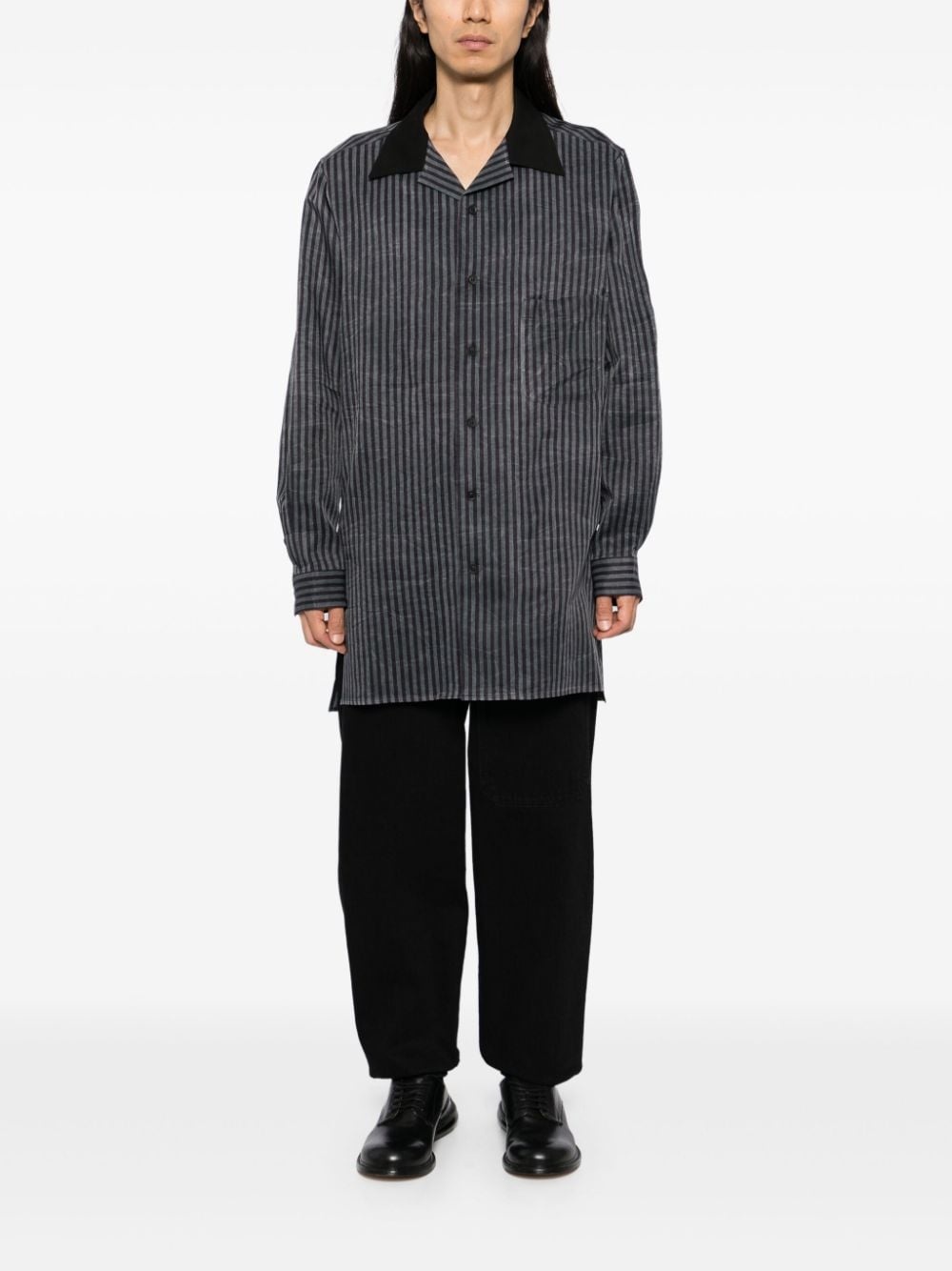 striped open-collar shirt - 2