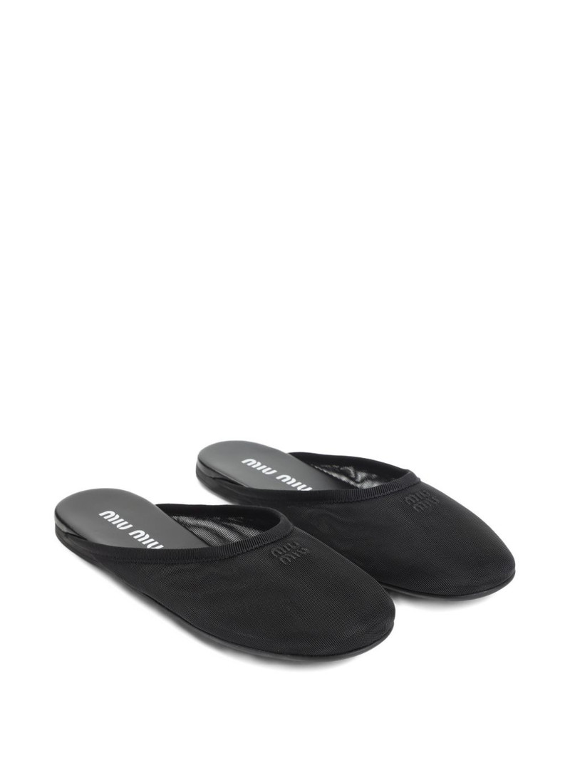 Miu Miu logo-embroidered flat mules outlook