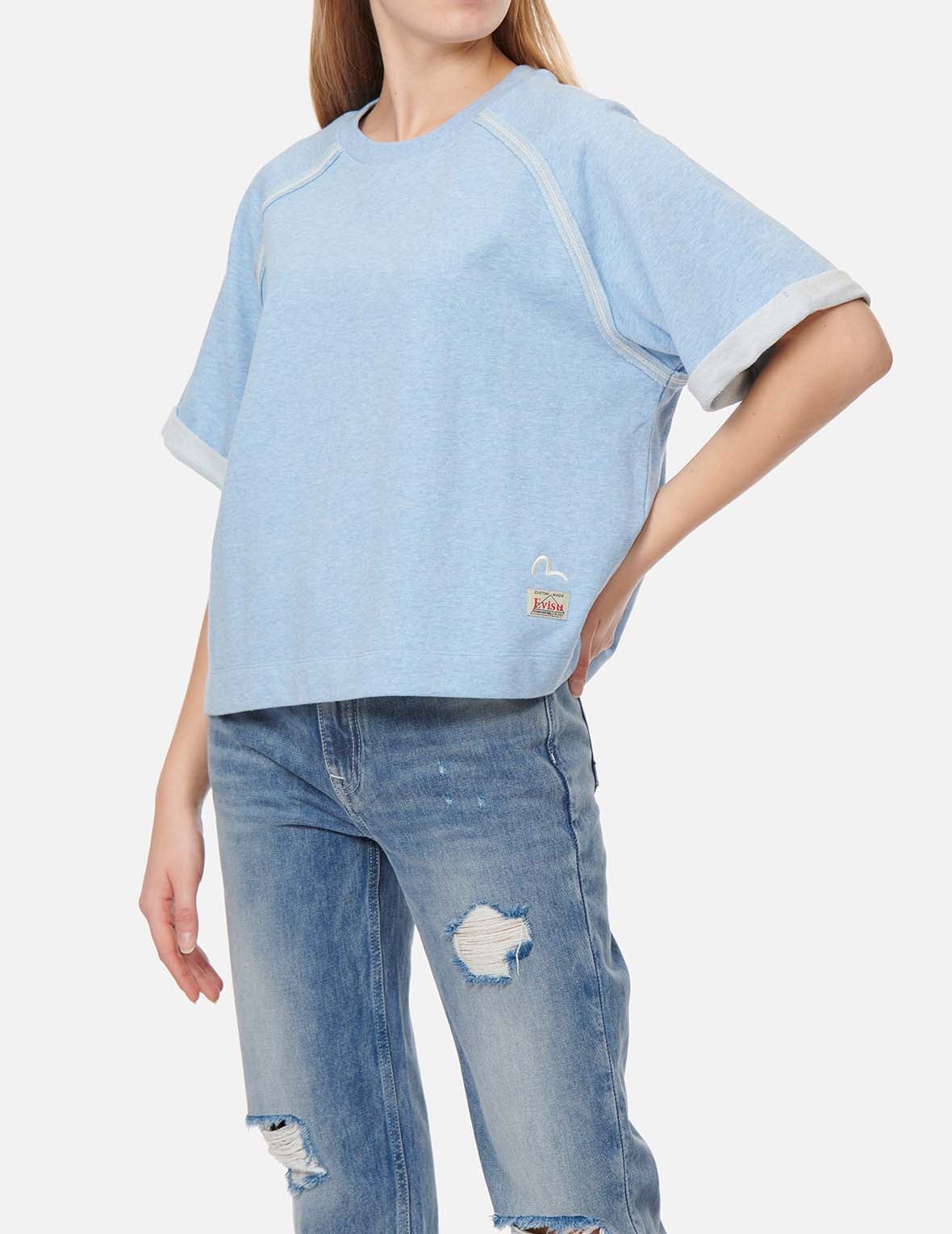 Seagull and Logo Embroidery Cropped Sweatshirt - 4