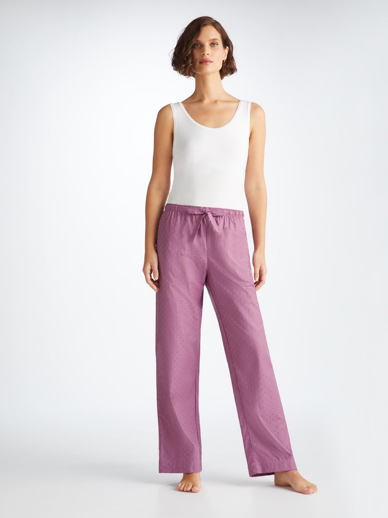 Women's Lounge Trousers Kate 10 Cotton Jacquard Purple - 3