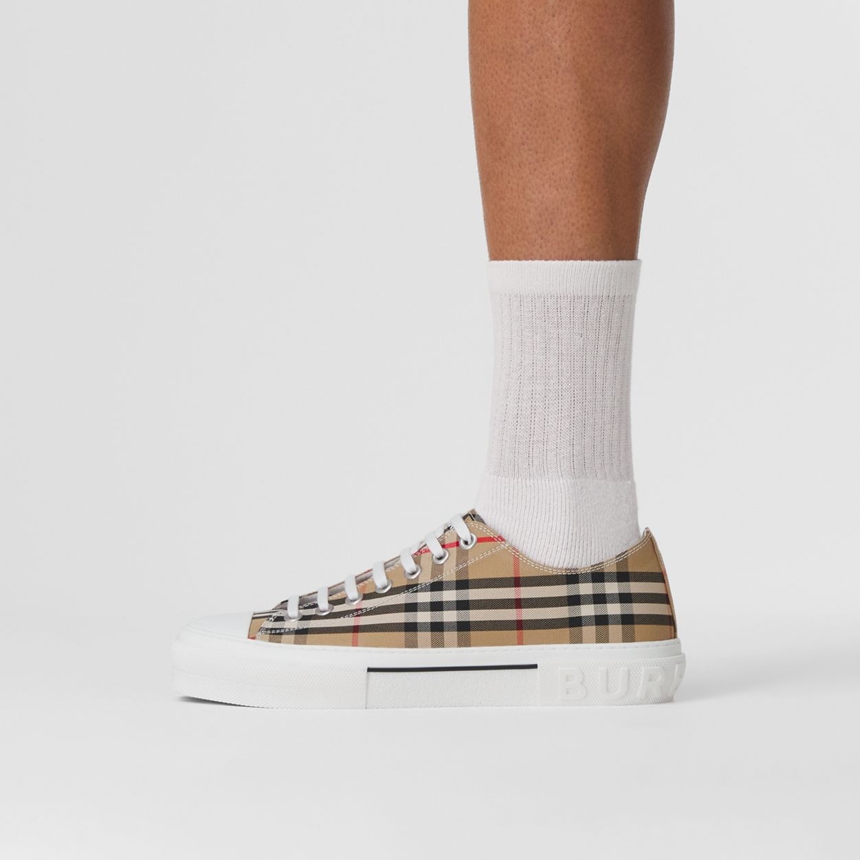 Vintage Check Cotton Sneakers - 5