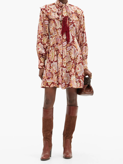 Zimmermann Charm fringed paisley-print silk mini dress outlook