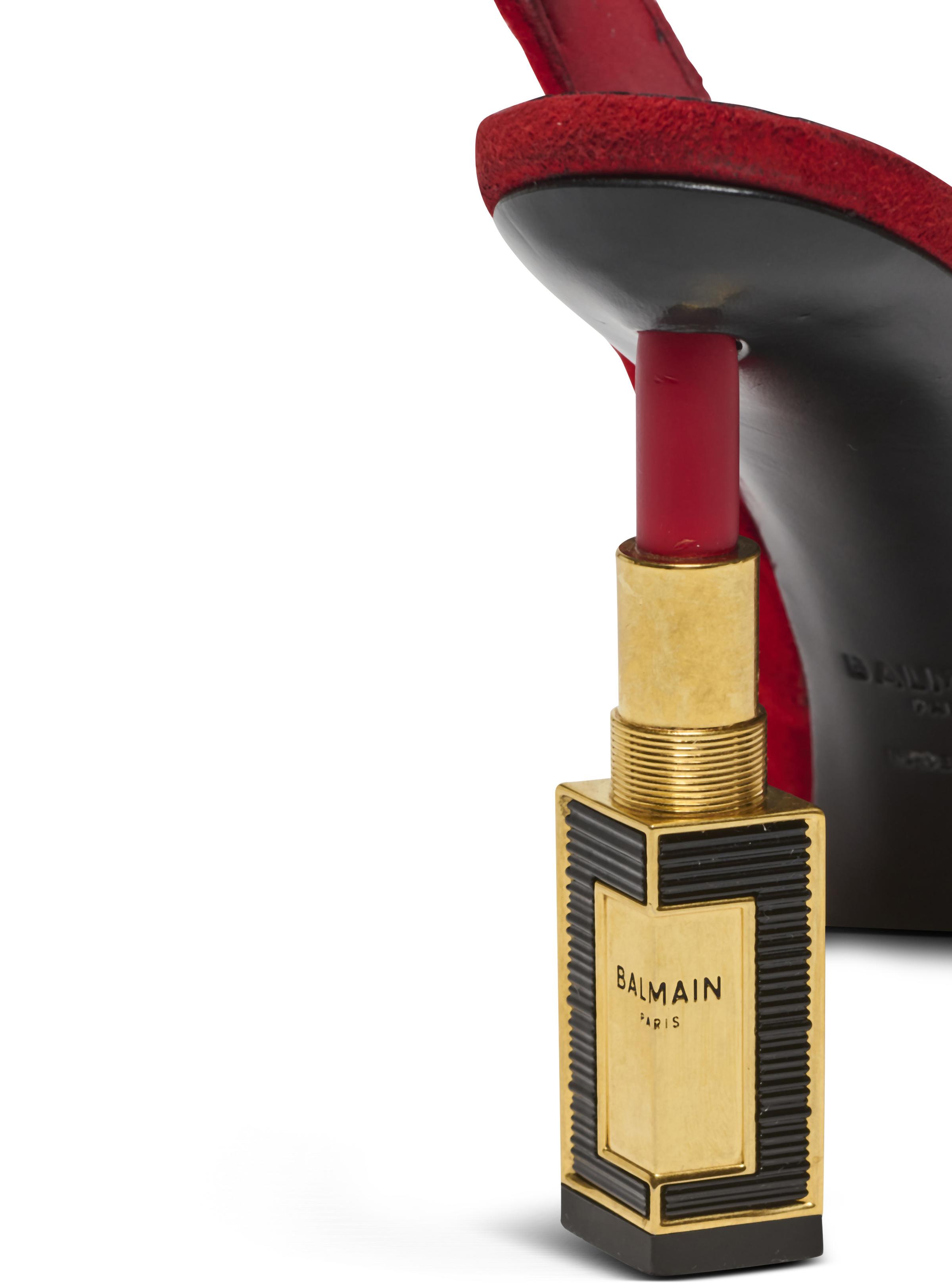 Lipstick pumps in suede leather and brass - 5