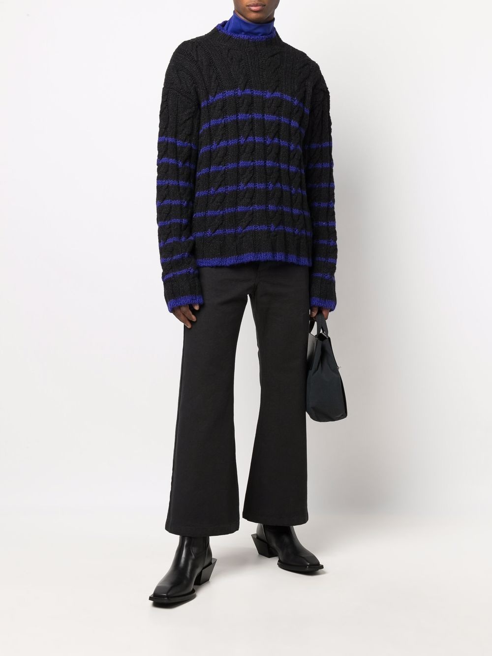 striped cable knit jumper - 2