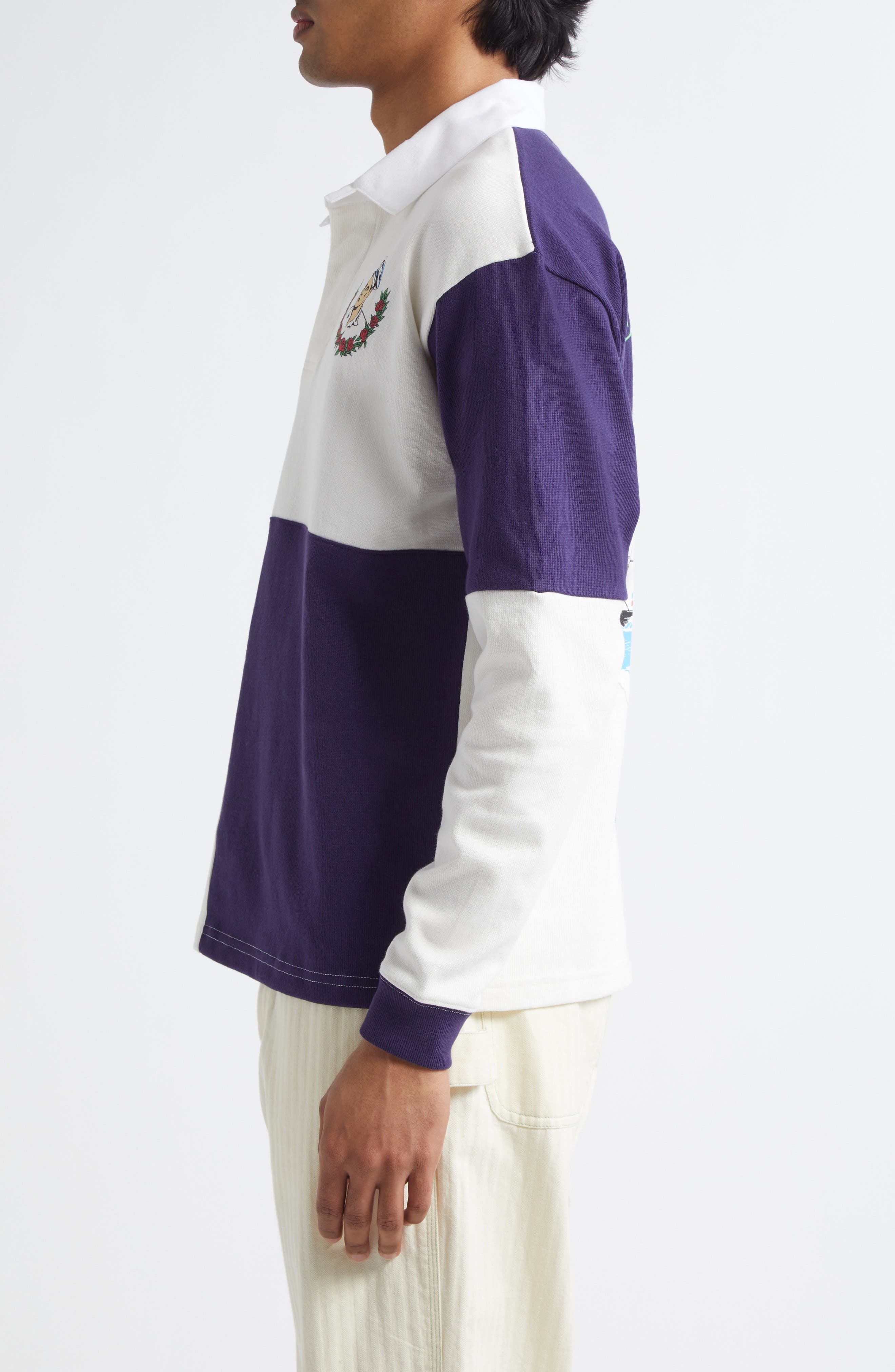 Bode Grandfather Colorblock Polo in Navy/White at Nordstrom - 3