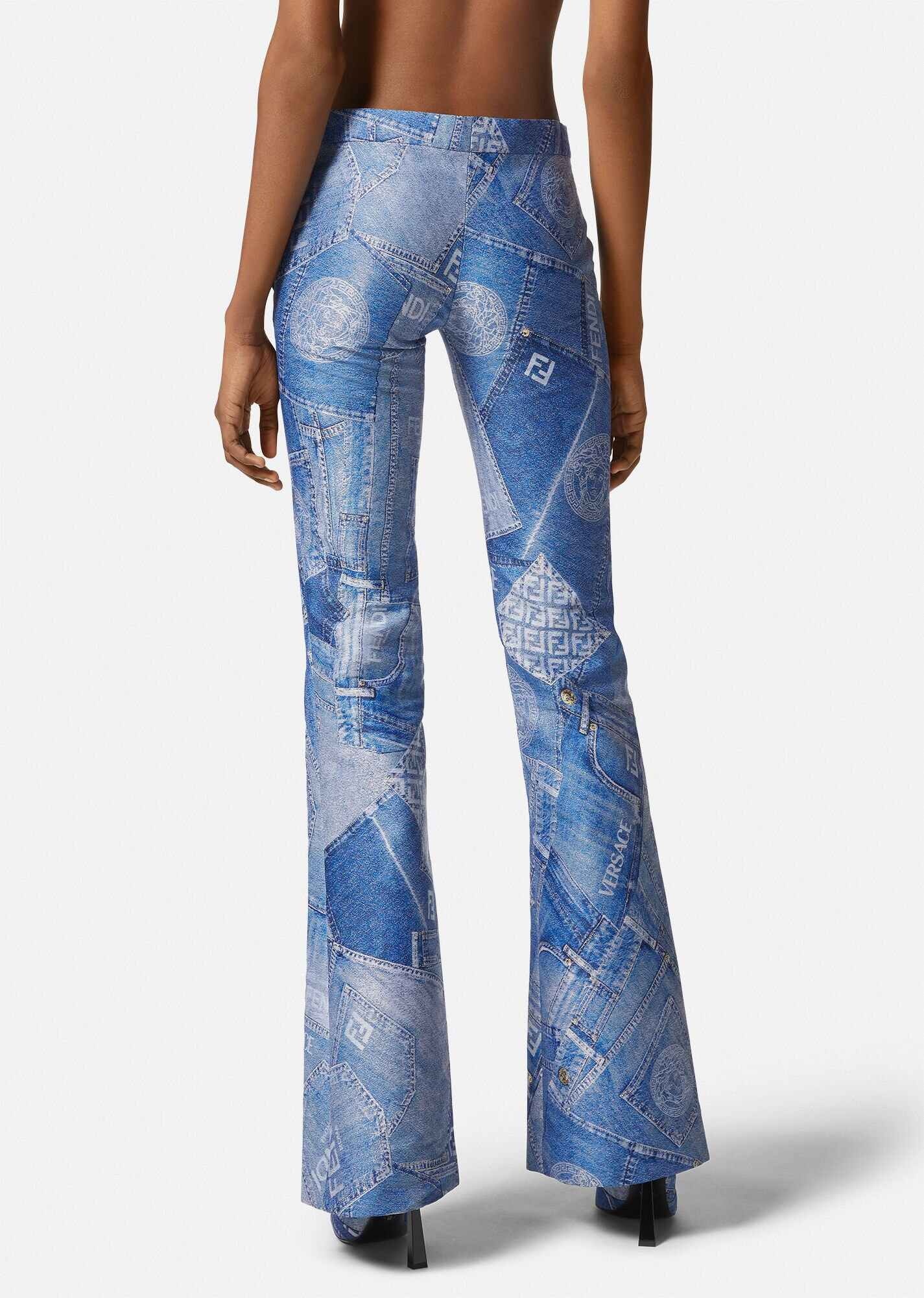 Fendace Denim Patchwork Flared Pants - 4