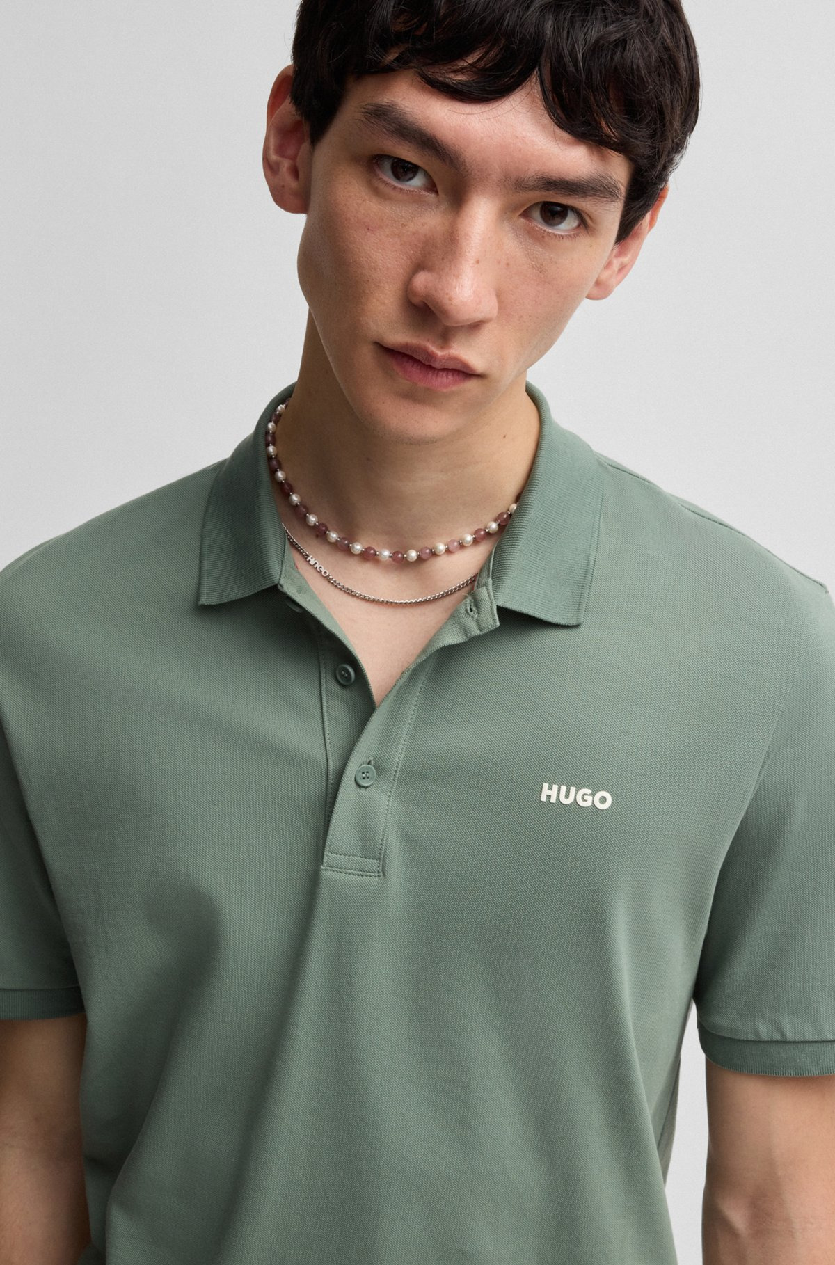 COTTON-PIQUÉ POLO SHIRT WITH LOGO PRINT - 3