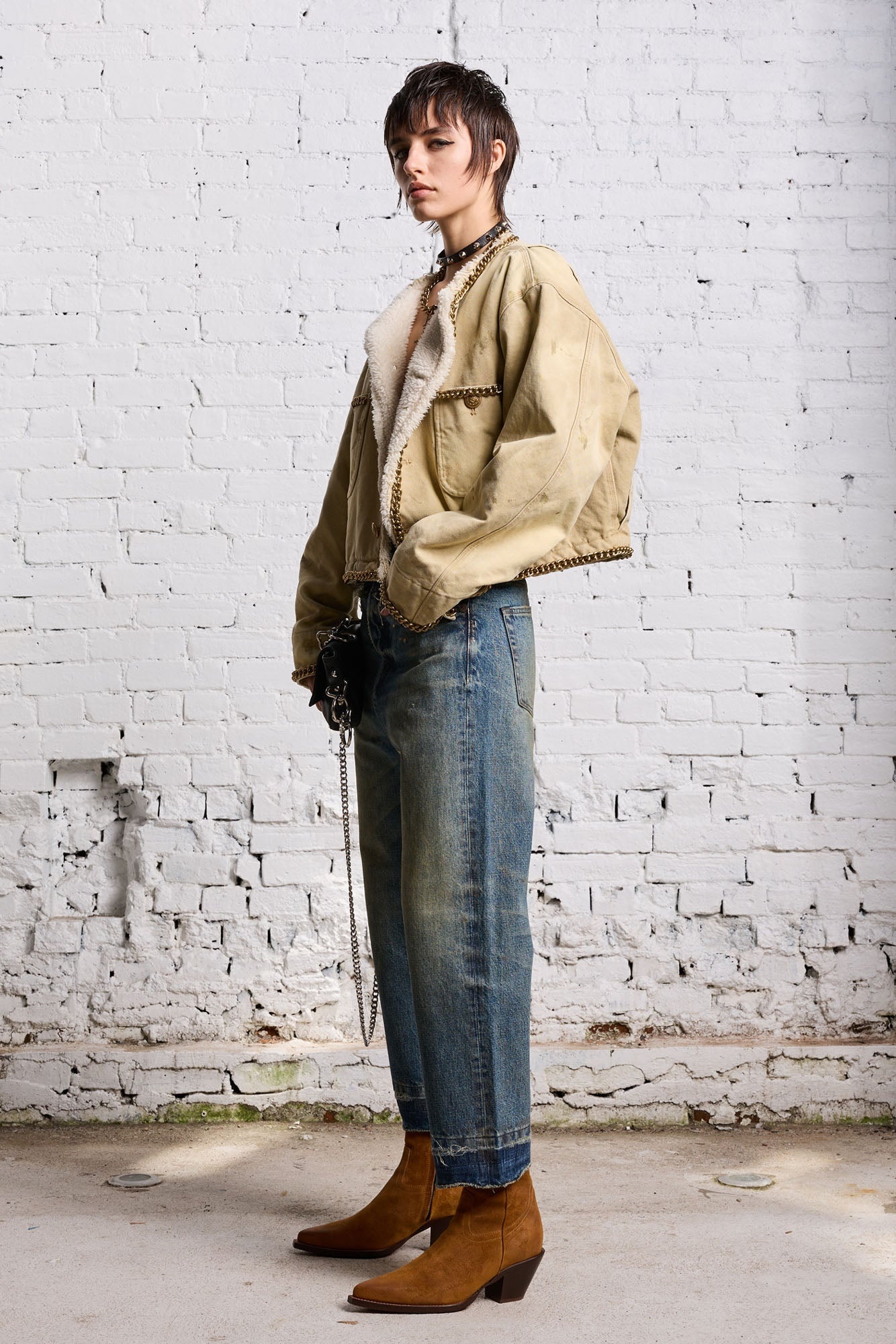 CROPPED CHORE JACKET - KHAKI CANVAS - 3
